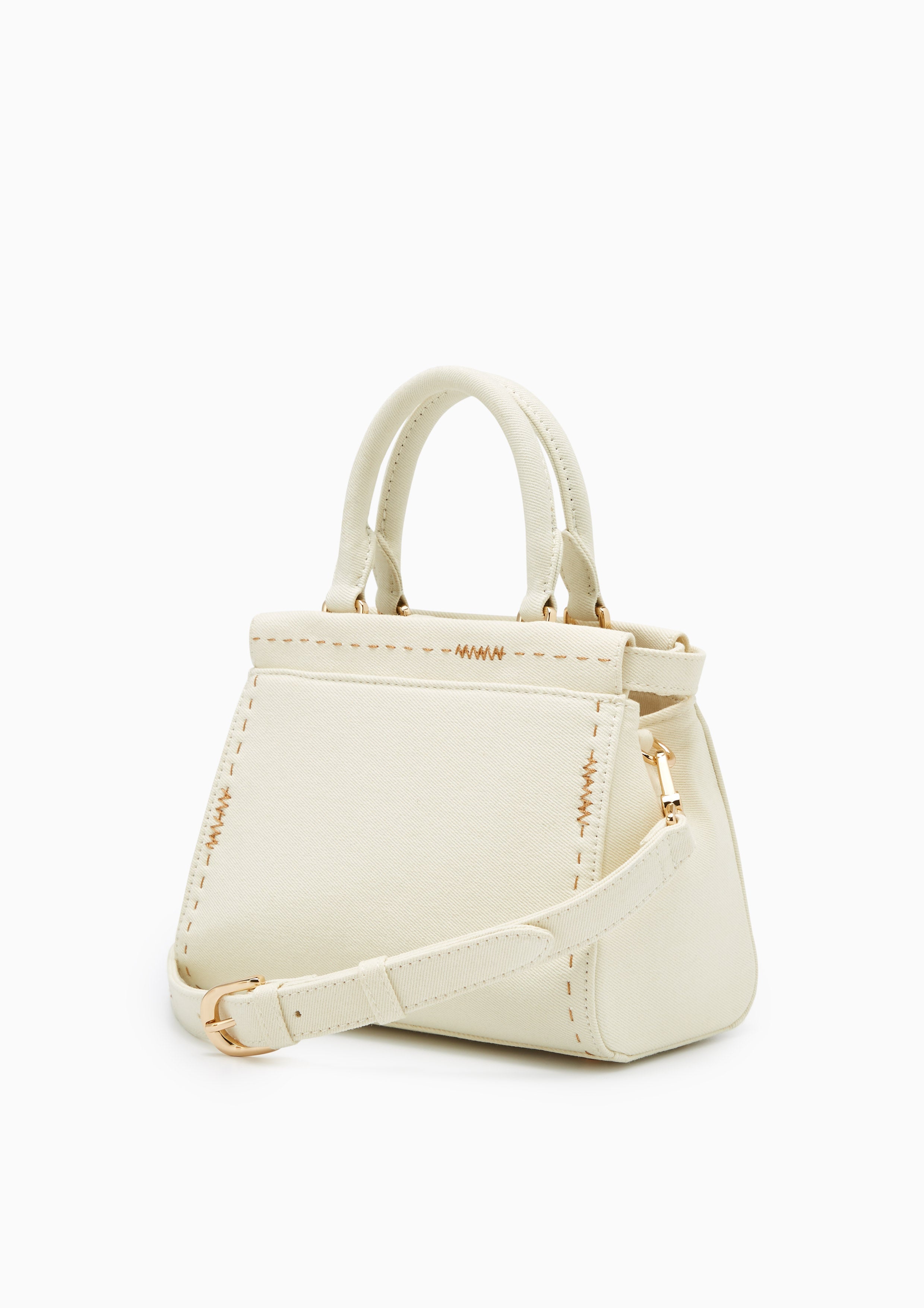Re-Edit Stitched L Handbag Ivory