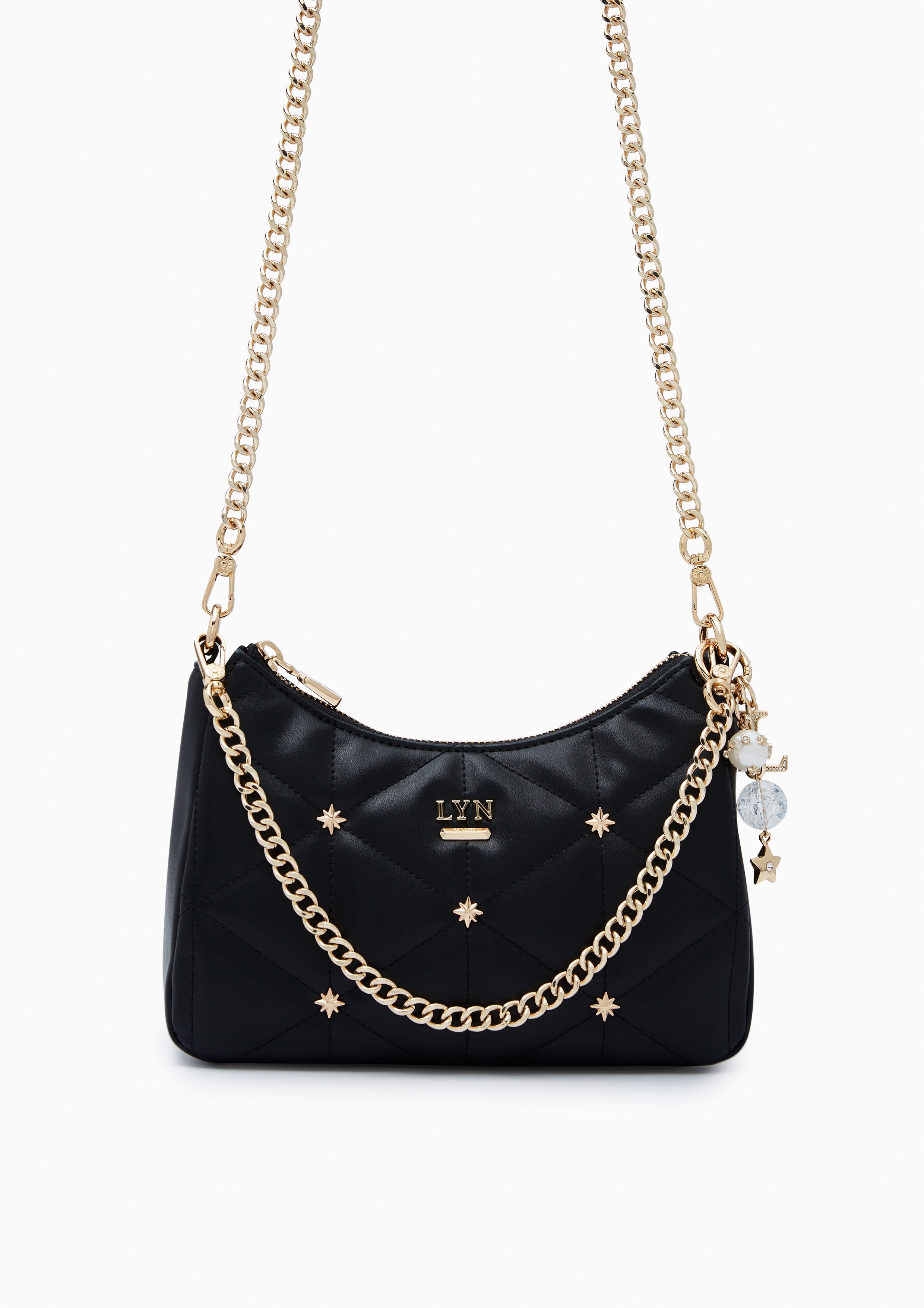 North Tricia Star Quilted Crossbody Bag Black