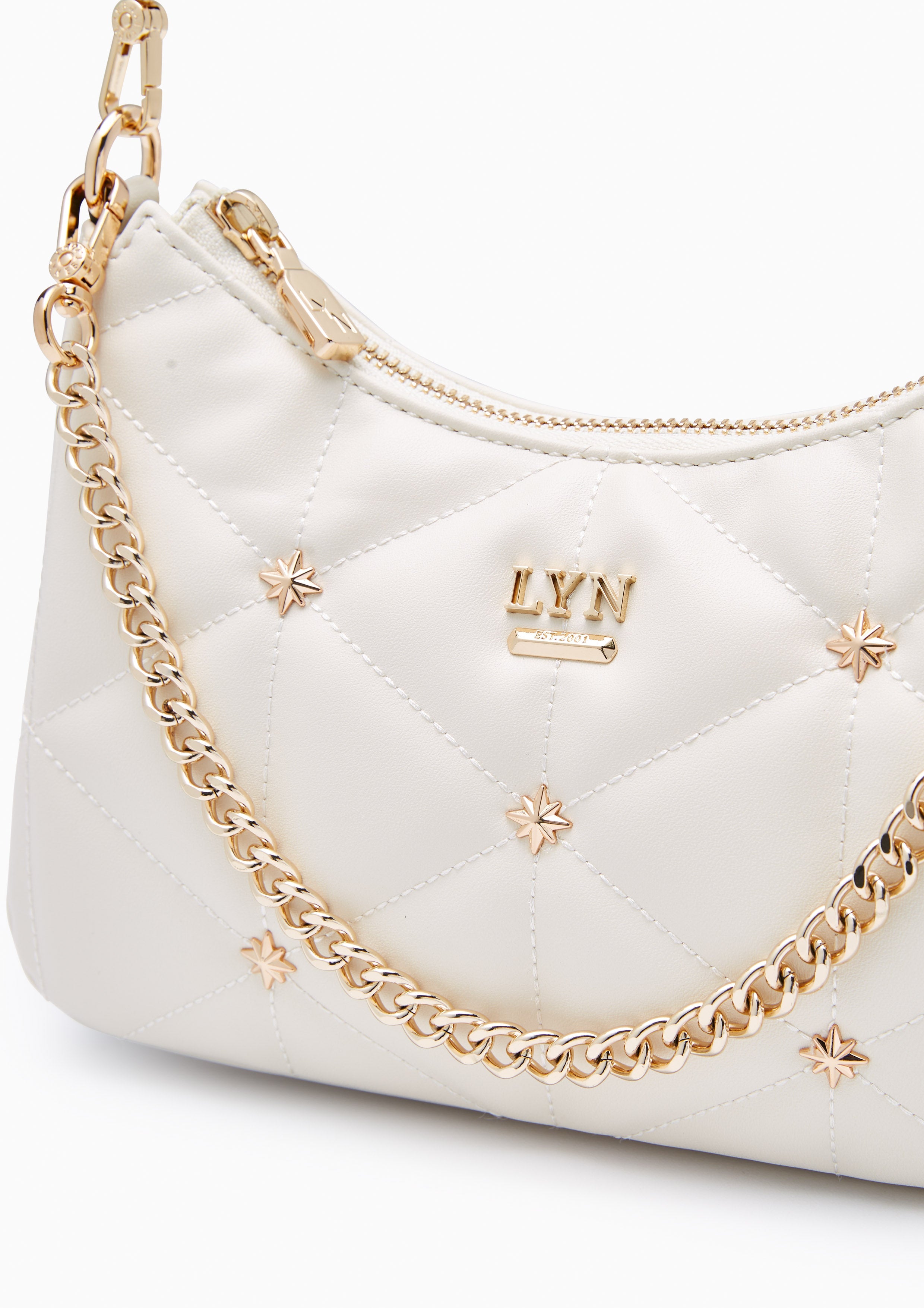 North Tricia Star Quilted Crossbody Bag Ivory