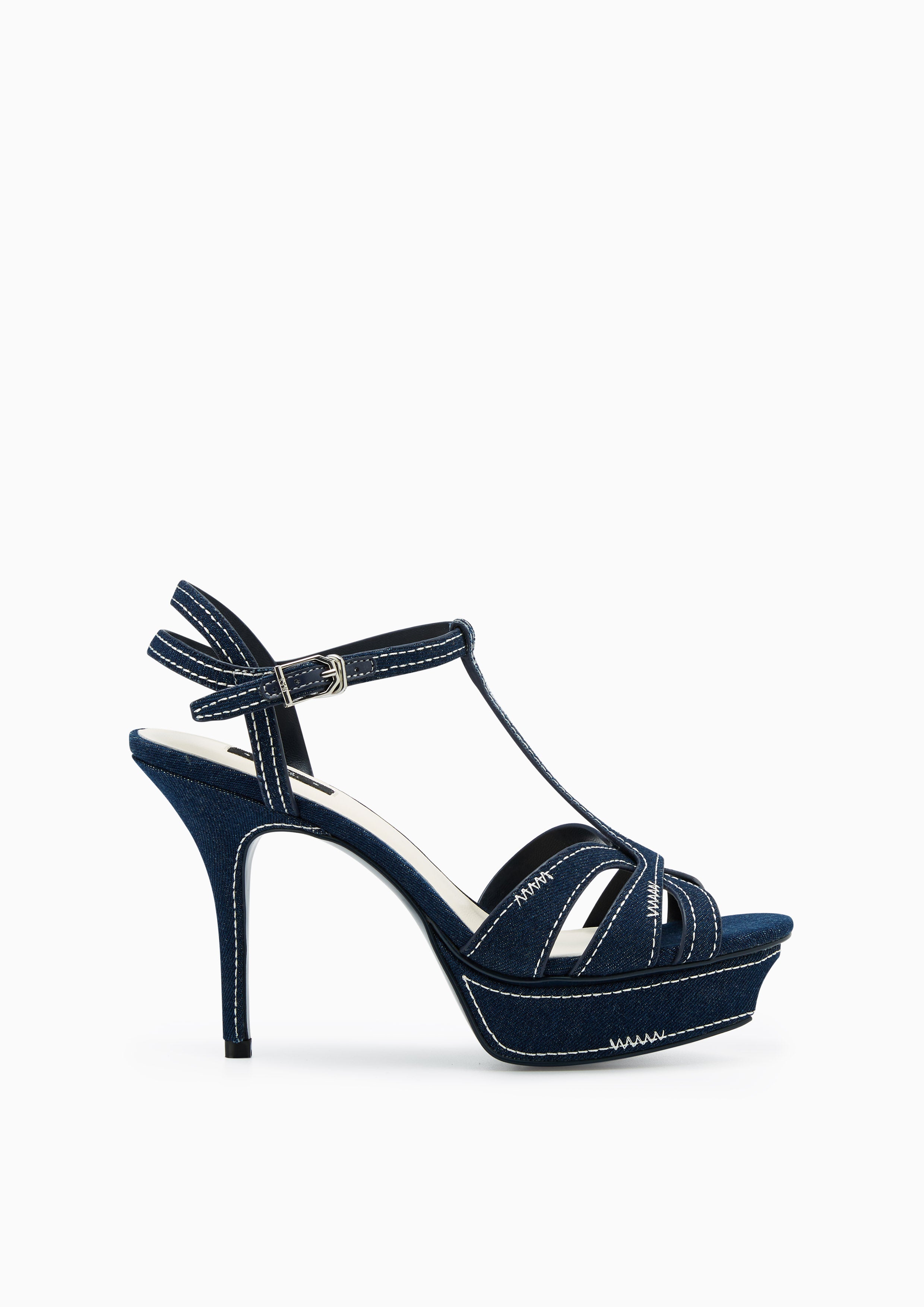 Sabella Stitched Denim High Heels
 Dark Blue
