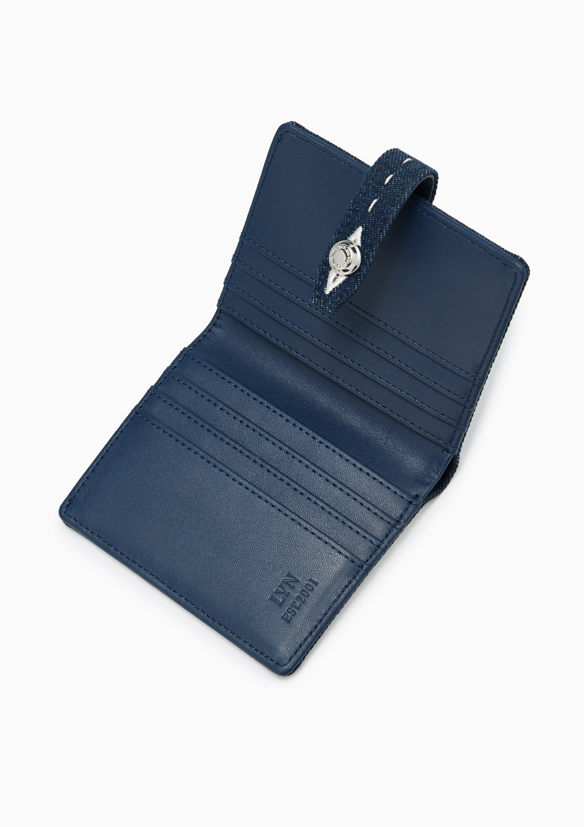 Re-Edit Stitched Bi-Fold Wallet Blue