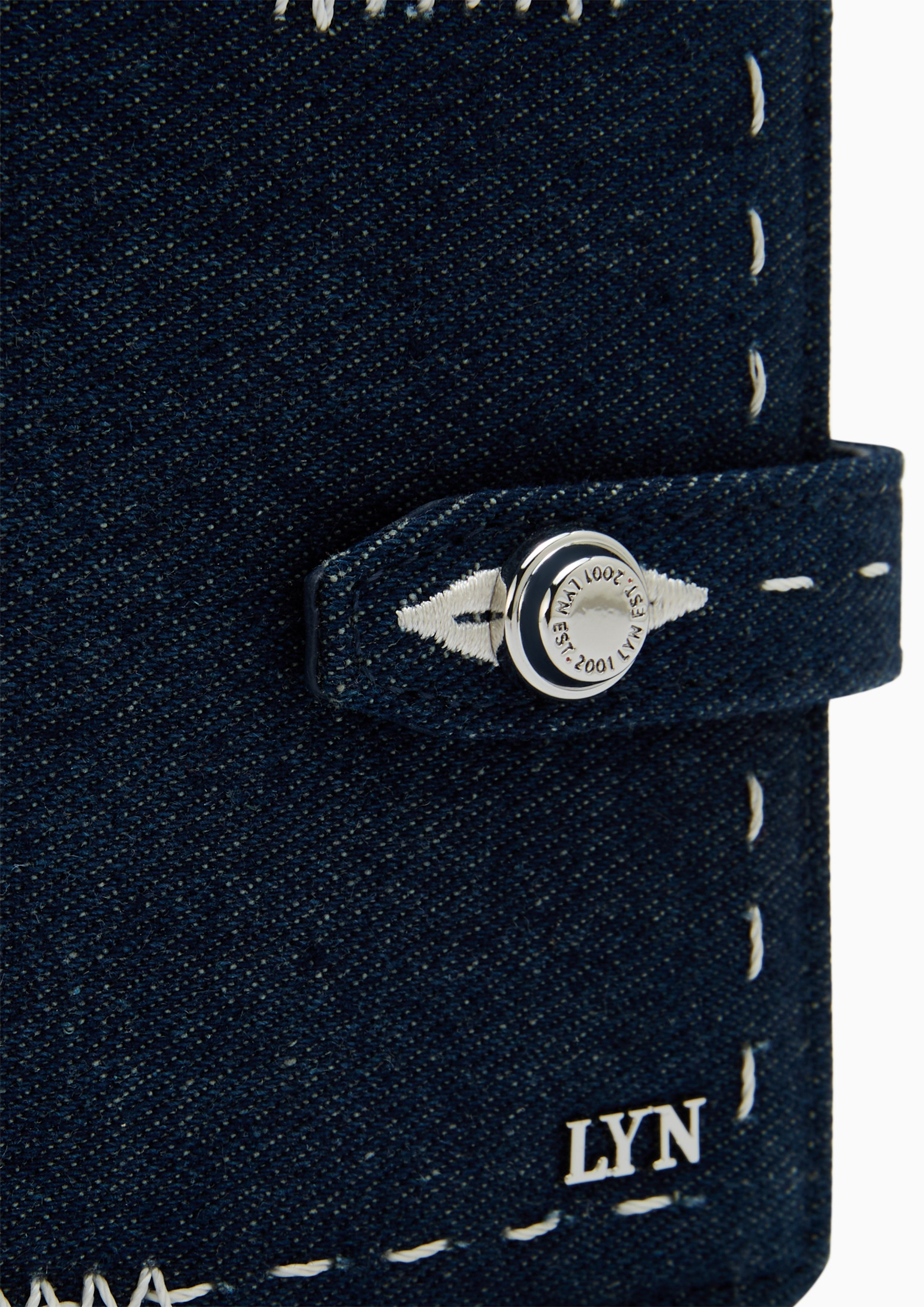 Re-Edit Stitched Bi-Fold Wallet Blue