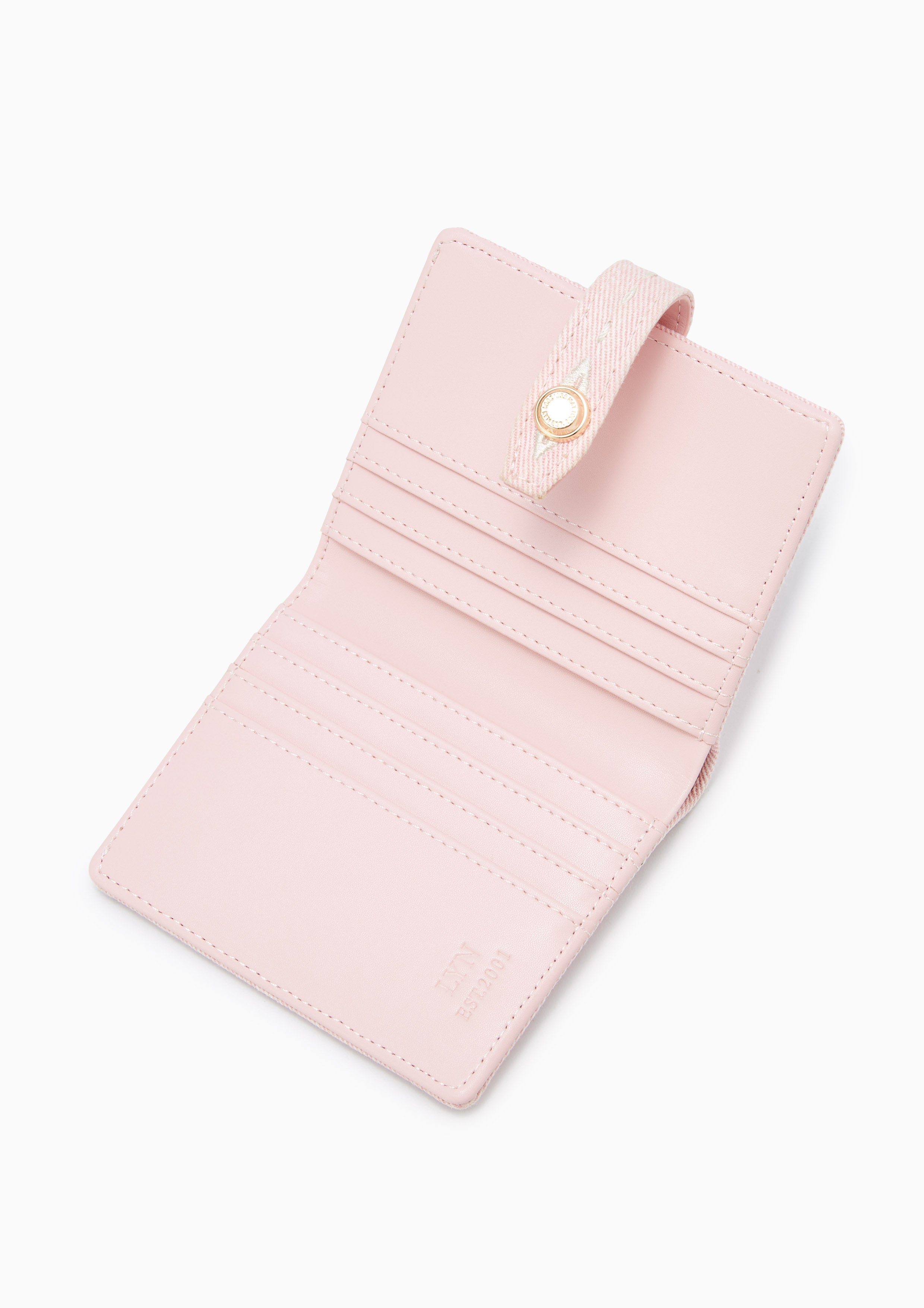 Re-Edit Stitched Bi-Fold Wallet Light Pink