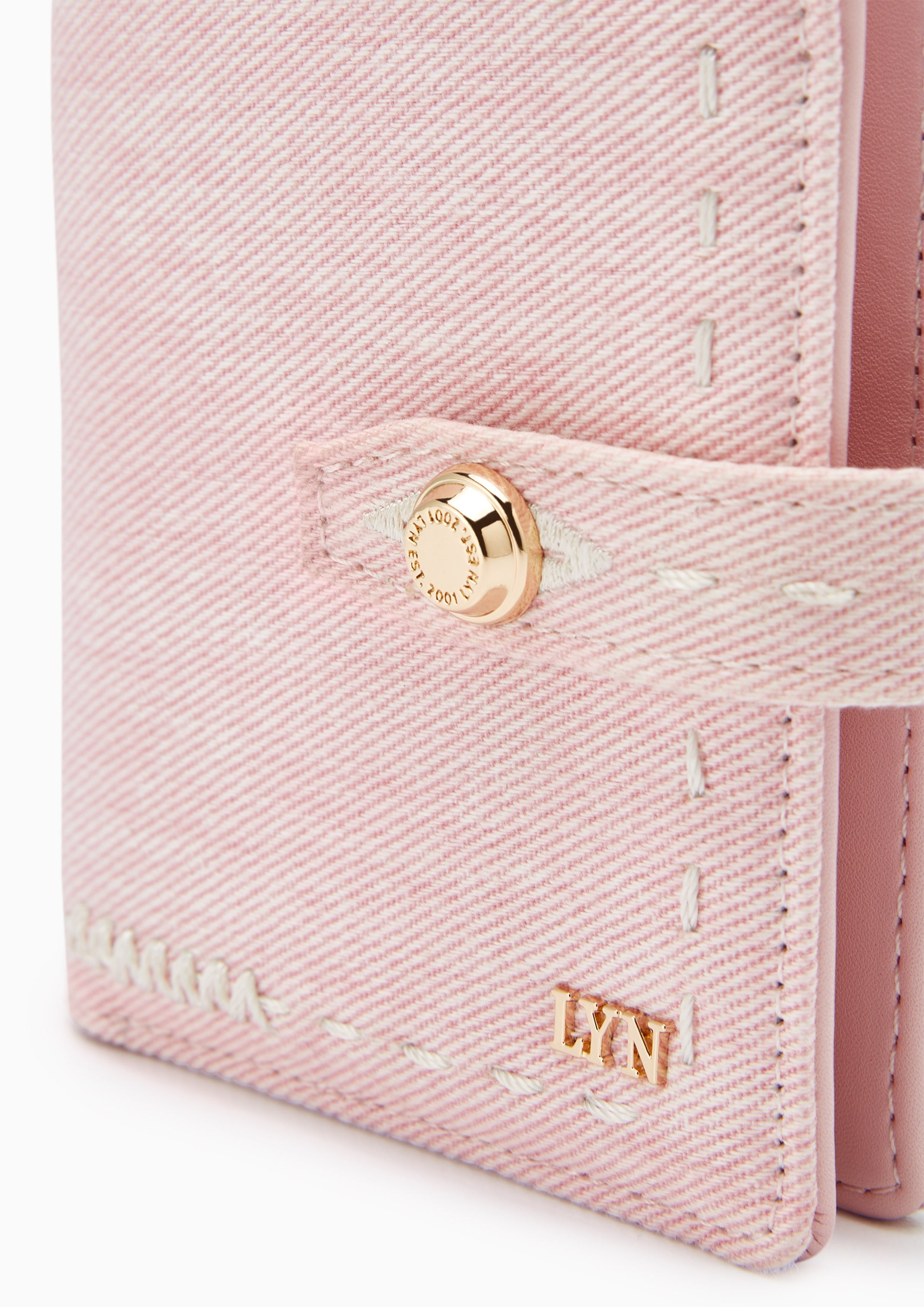 Re-Edit Stitched Bi-Fold Wallet Light Pink