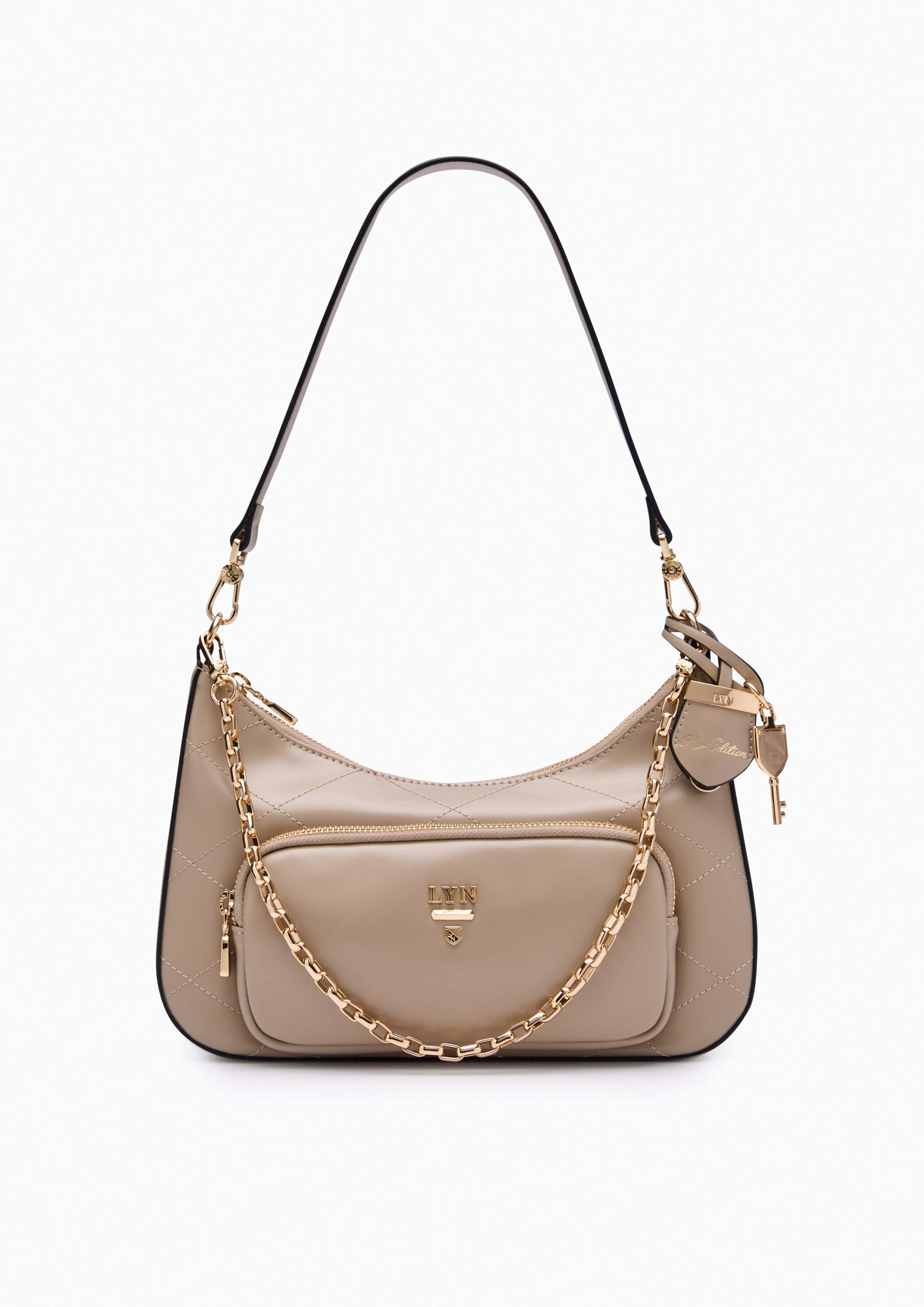 Re-Edit Rosee Quilt M Shoulder Bag Taupe