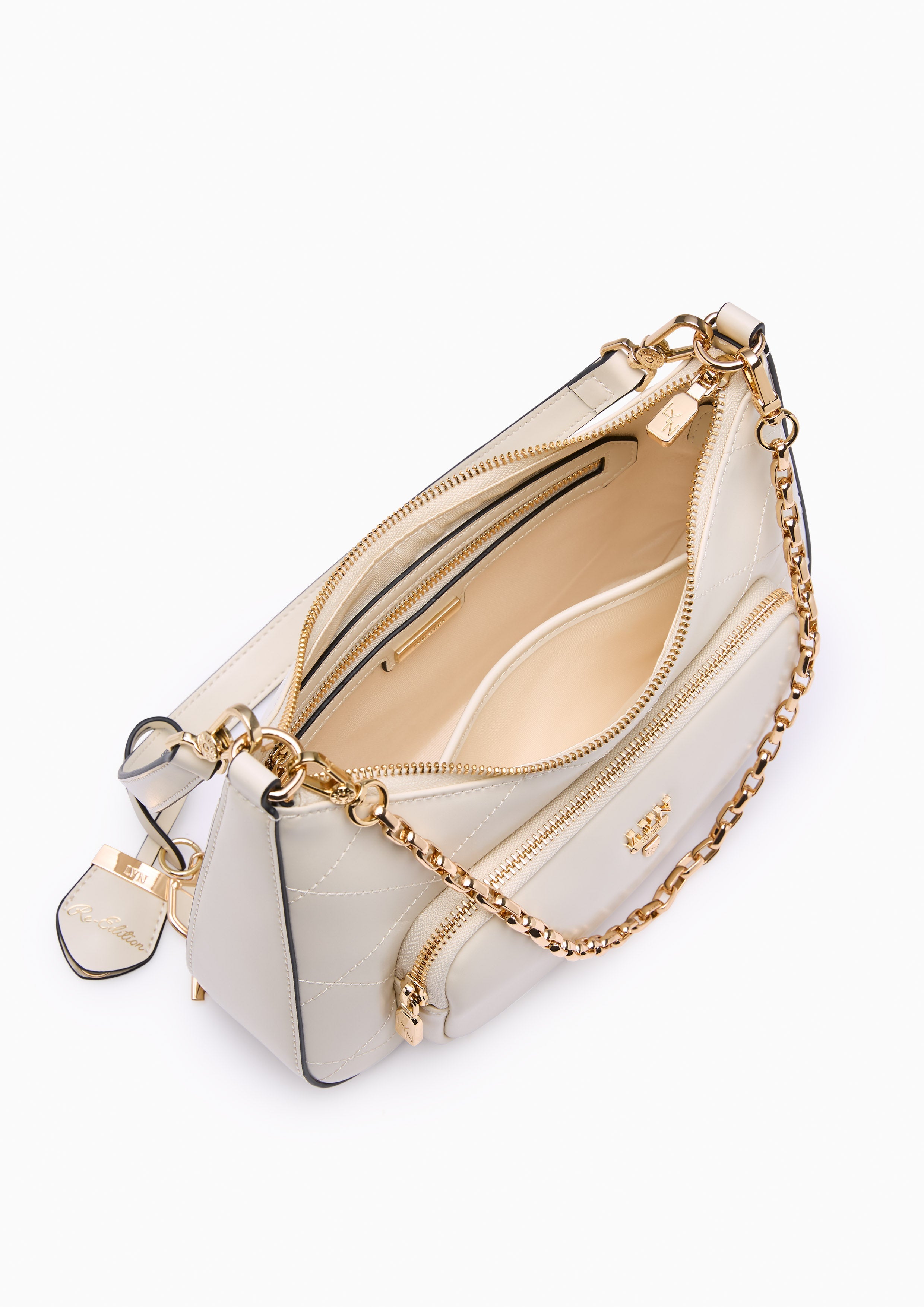 Re-Edit Rosee Quilt M Shoulder Bag Ivory