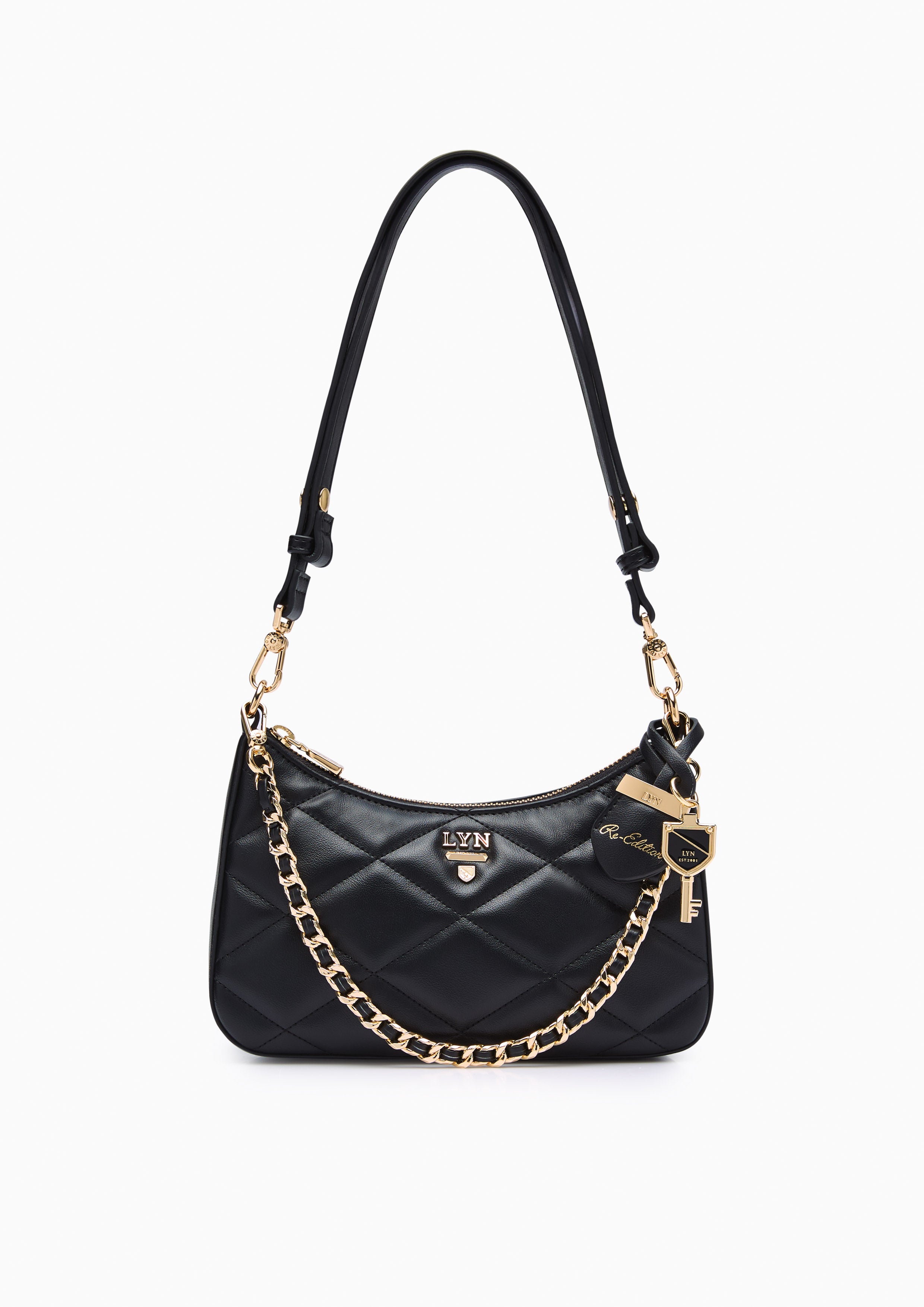 Re-Edit Rosee Quilt S Shoulder Bag Black
