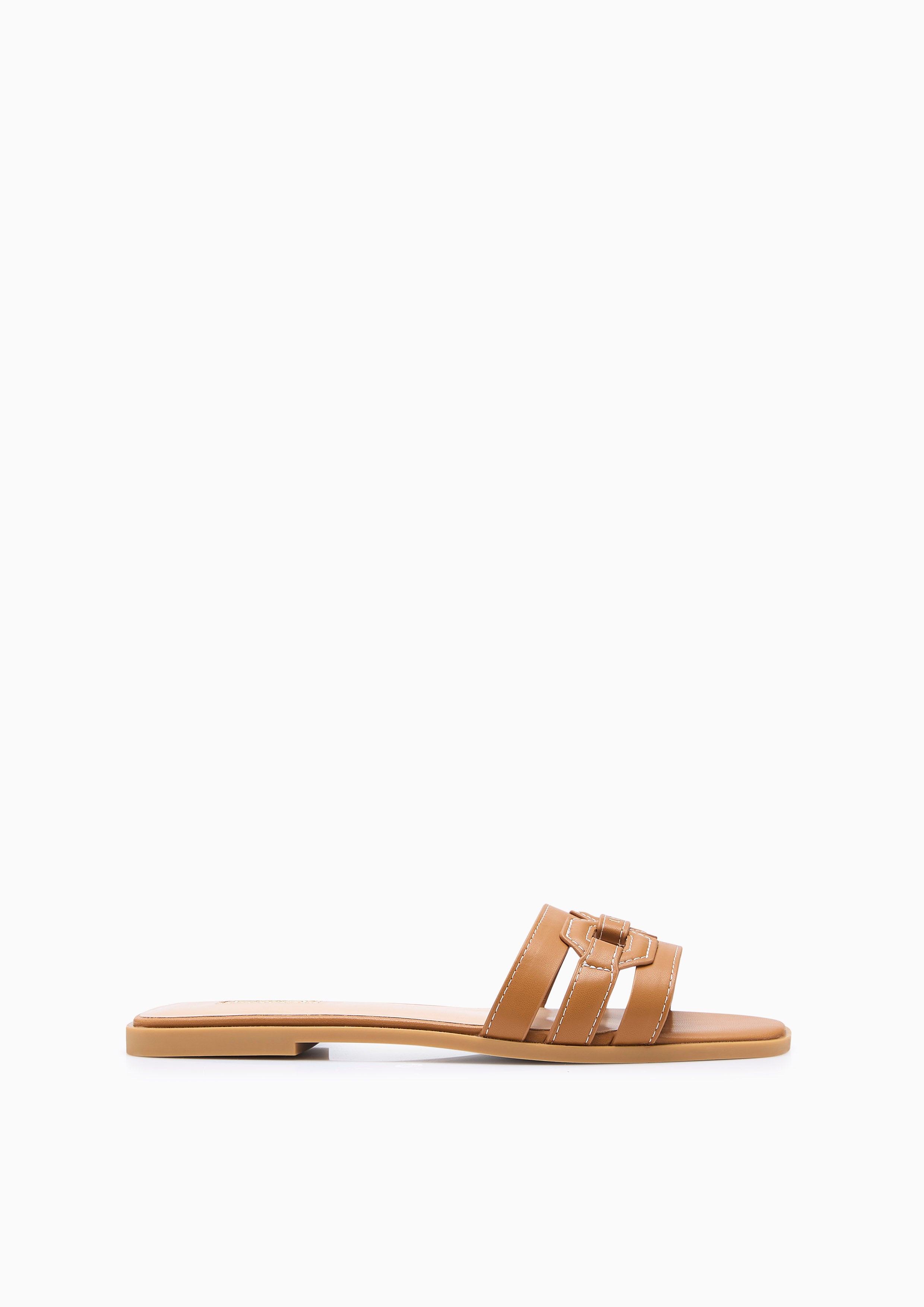 Chain Flat Sandals Brown