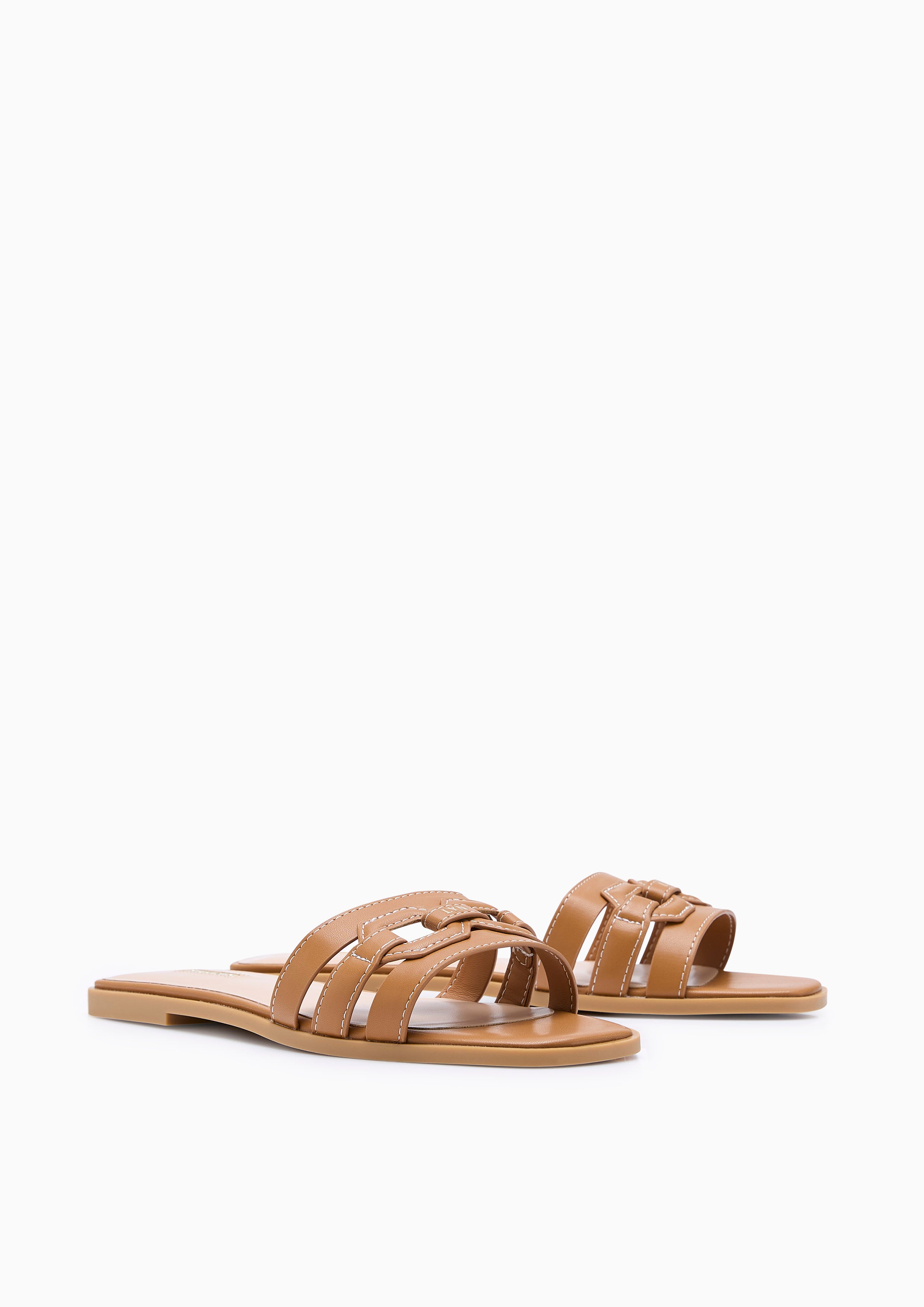 Chain Flat Sandals Brown