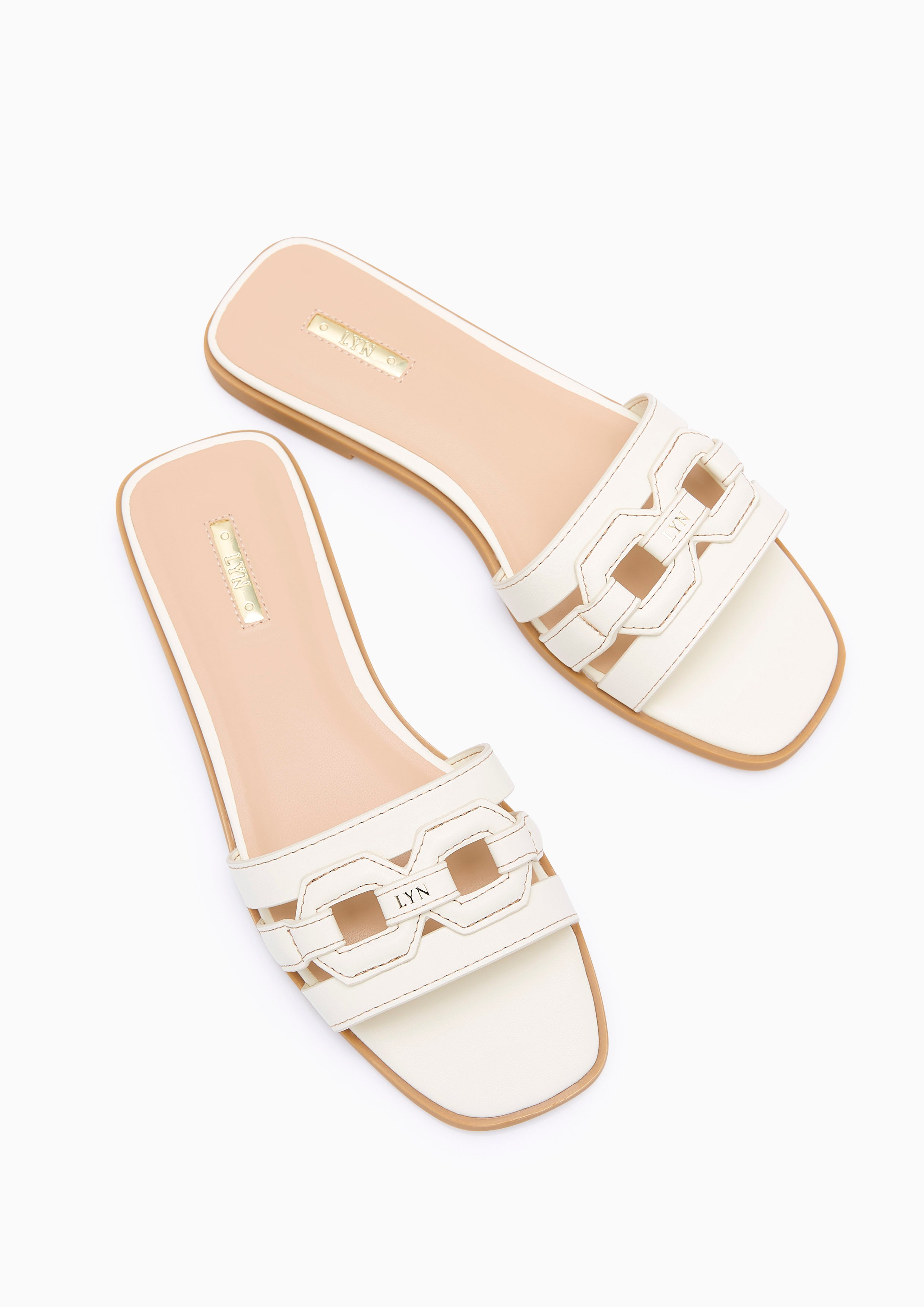 Chain Flat Sandals Ivory