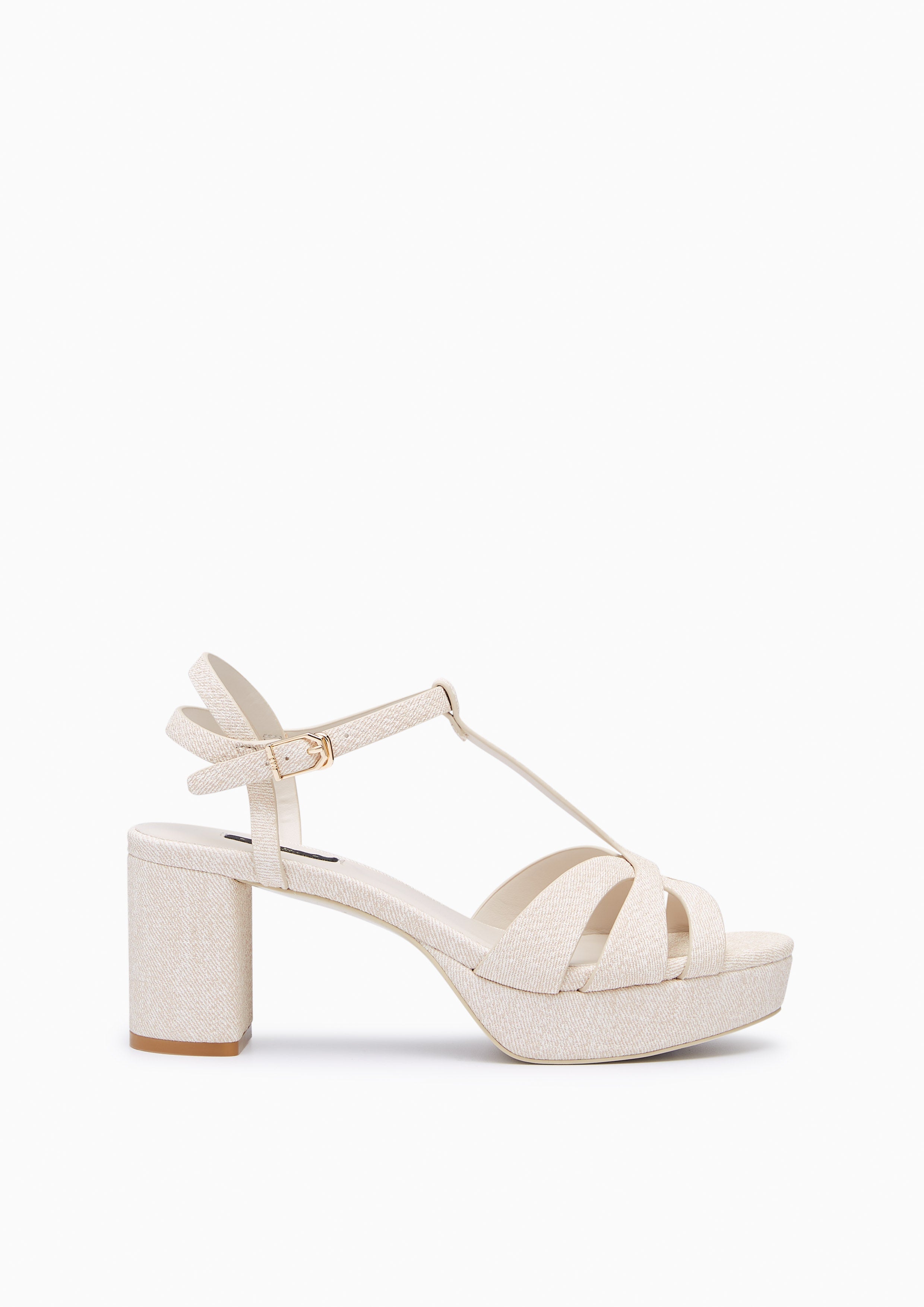 Sabella Mid Gloss Heel Sandals Beige