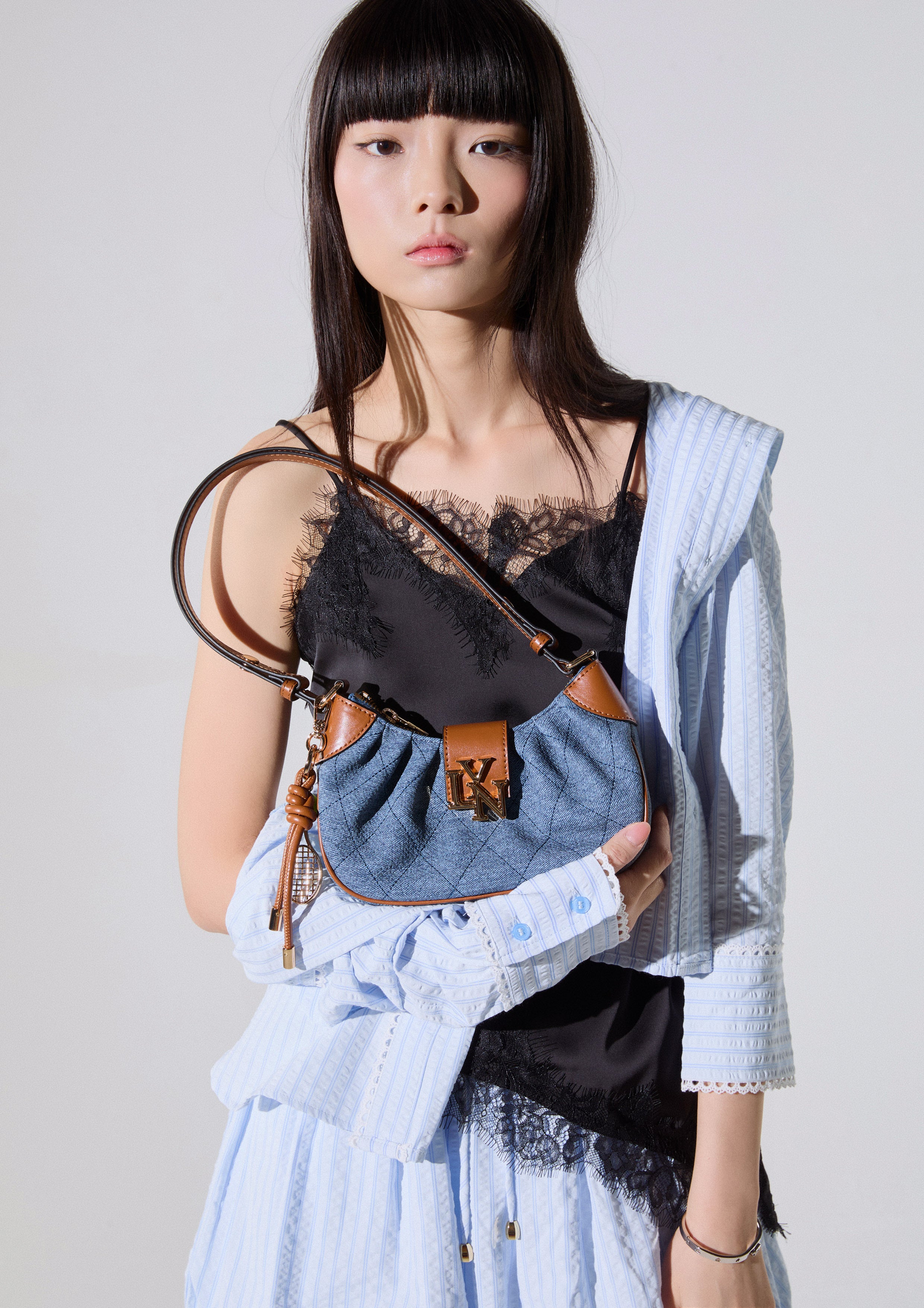 Becky S Quilt Shoulder Bag Blue