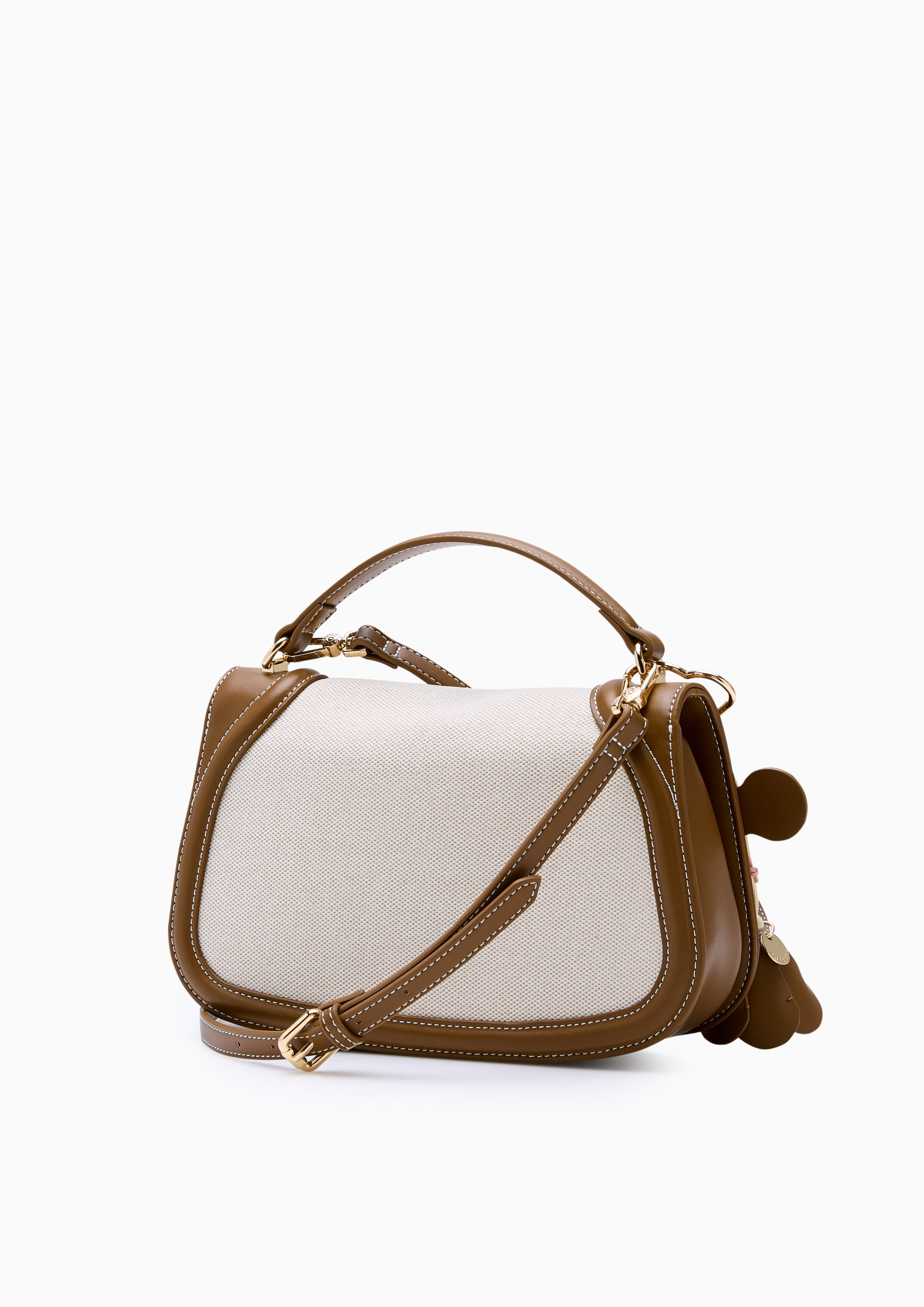 Gardenia Canvas Top Handle Bag Brown