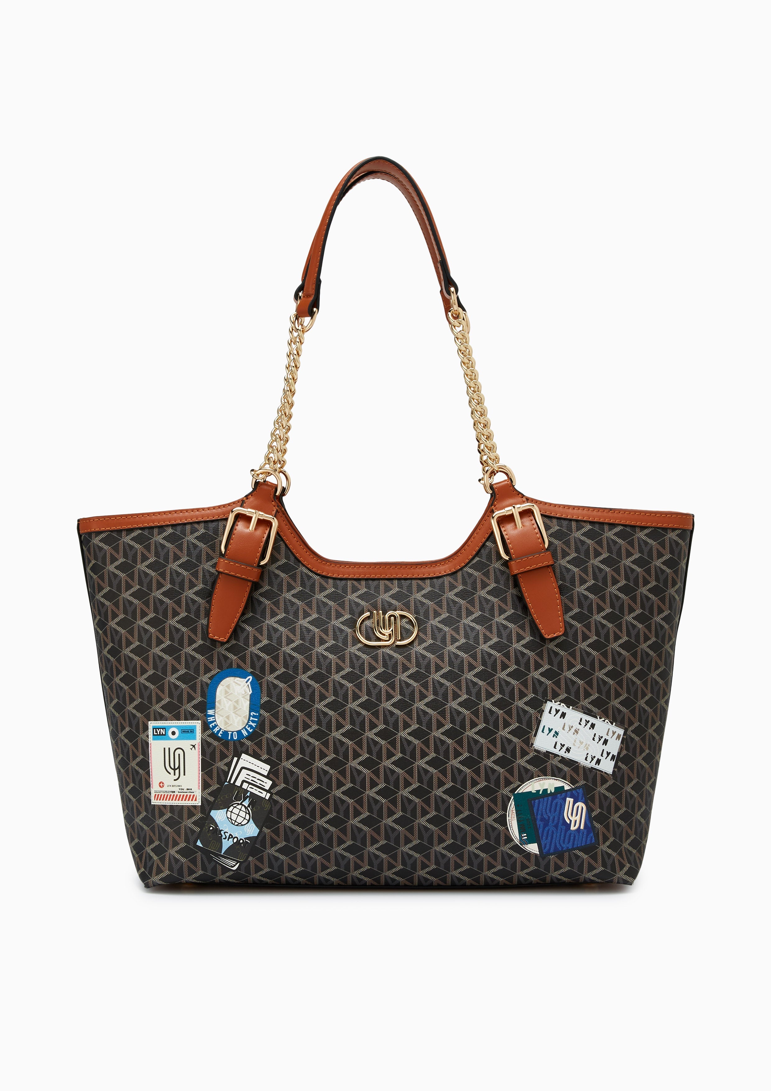 Wander Infinite Xl Tote Bag Tan/Black Printed
