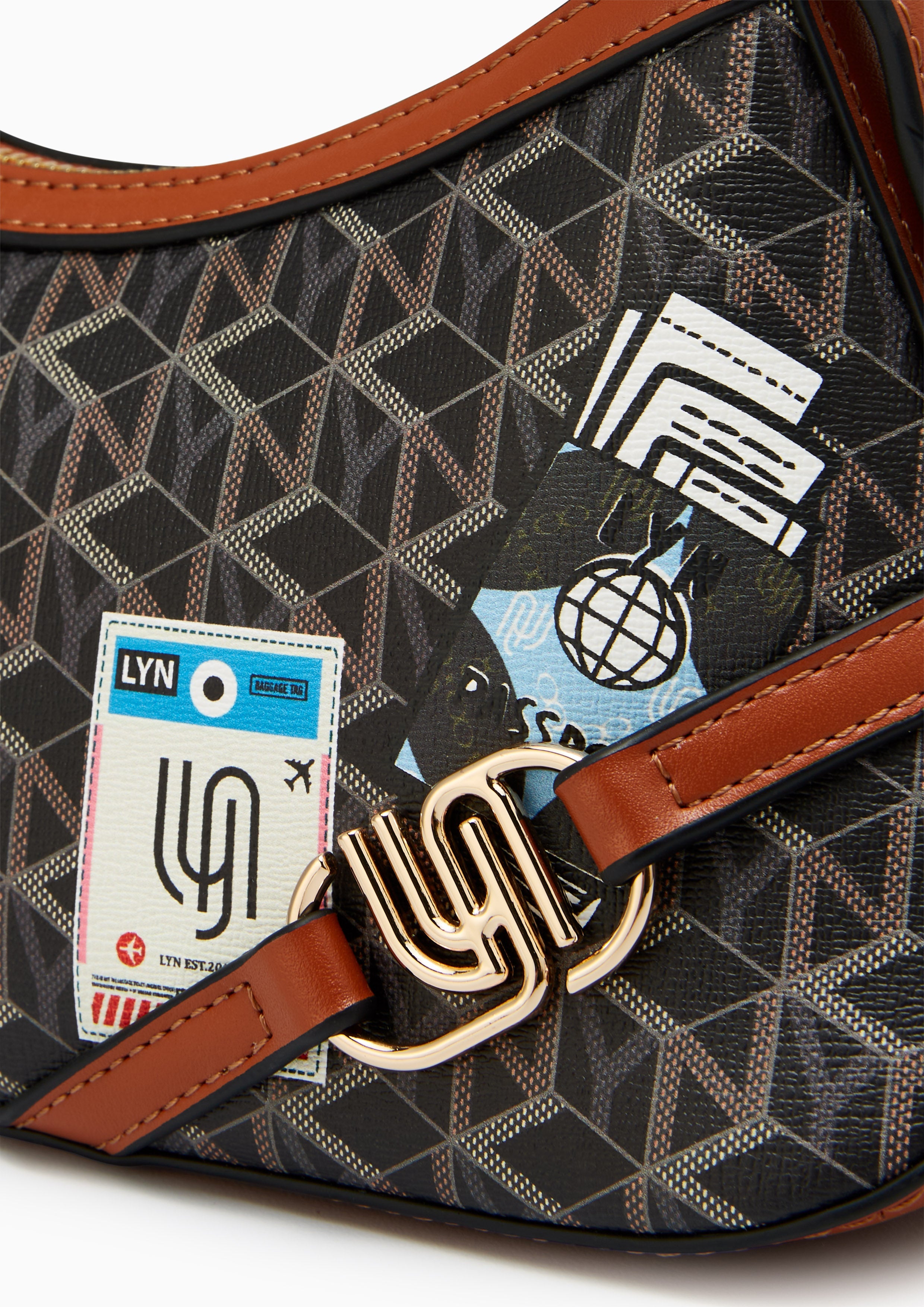 Wander Infinite S Shoulder Bag Tan/Black Printed