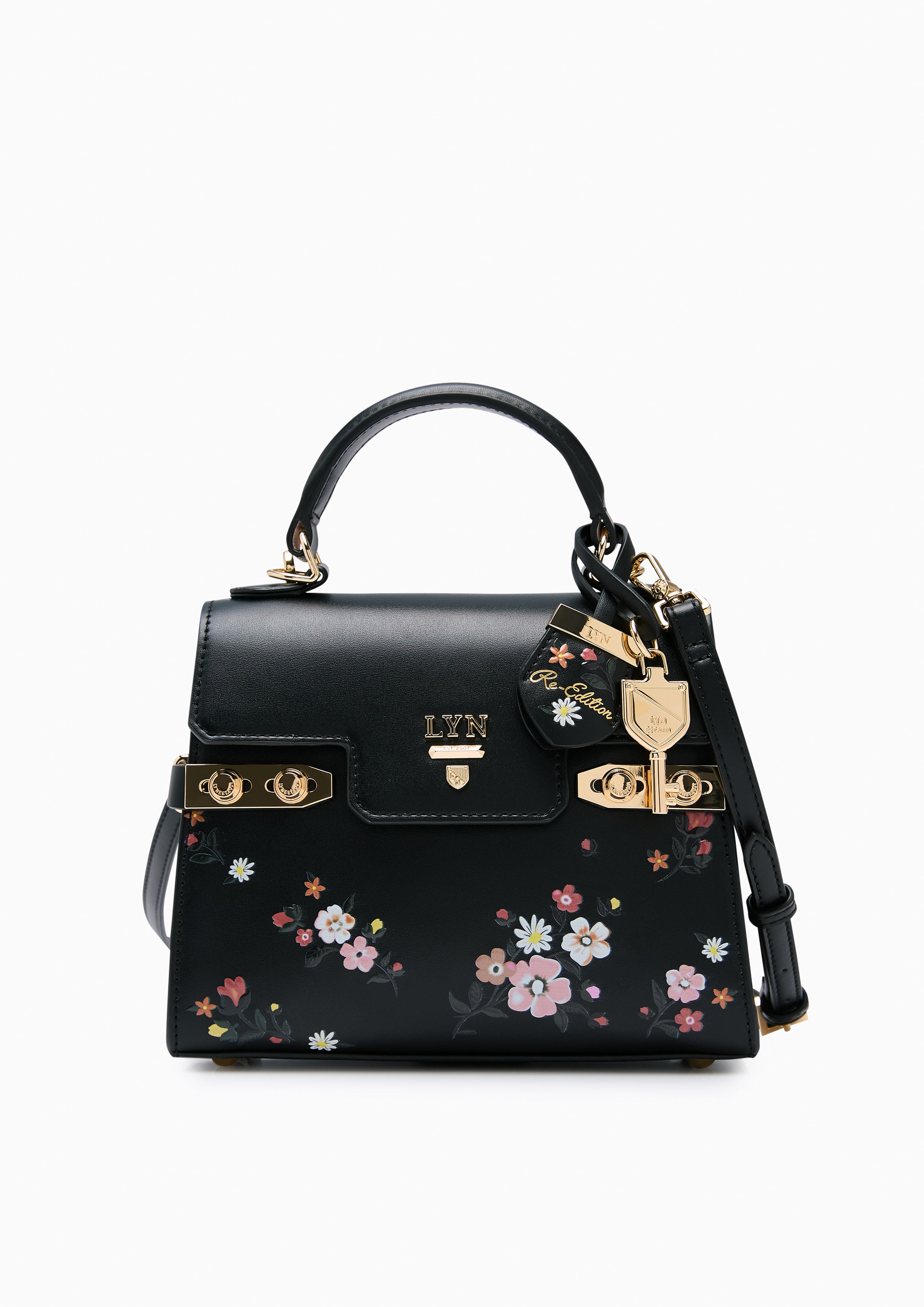 Botanic Fineness S Top Handle Bag Printed Black