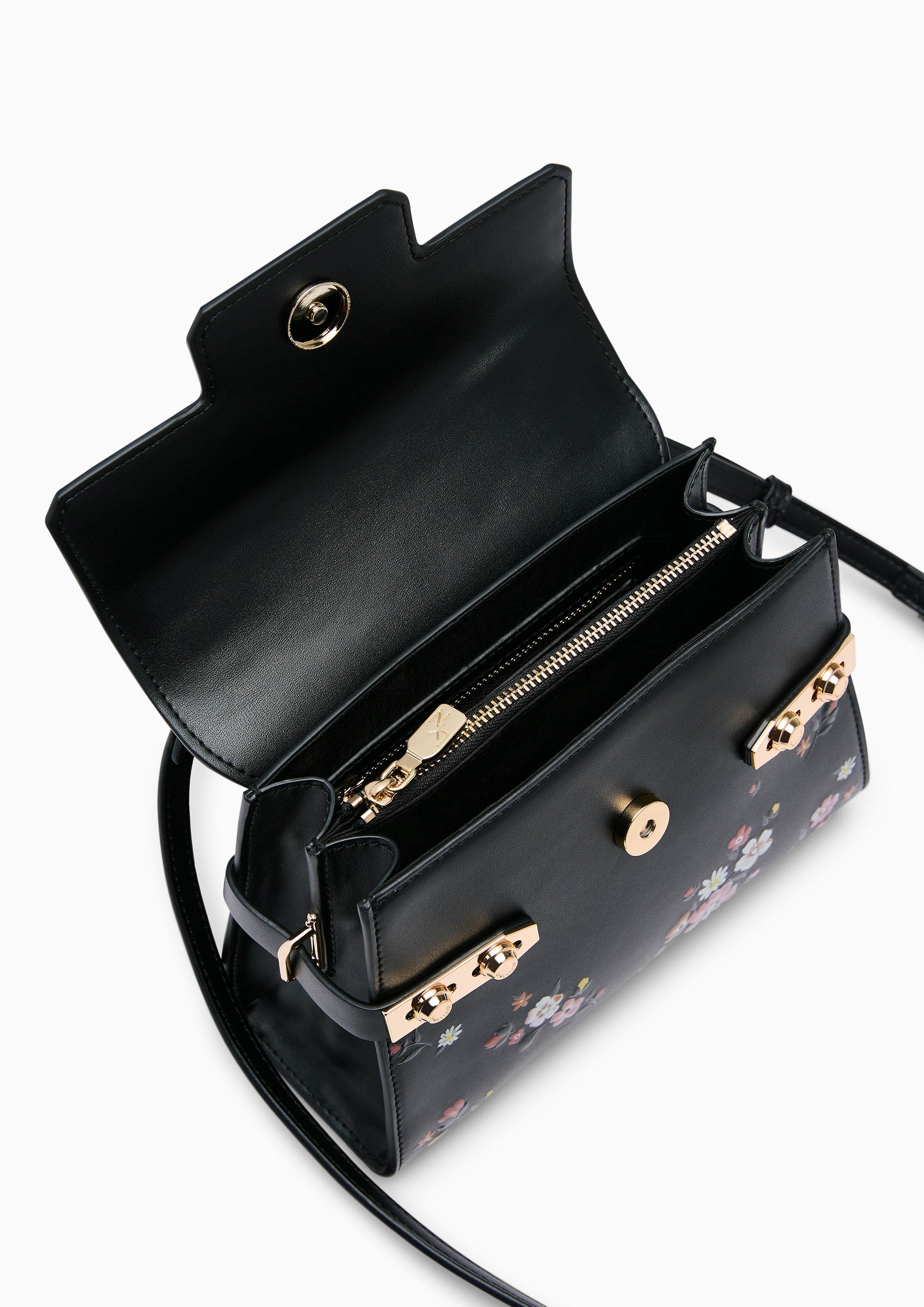 Botanic Fineness S Top Handle Bag Printed Black