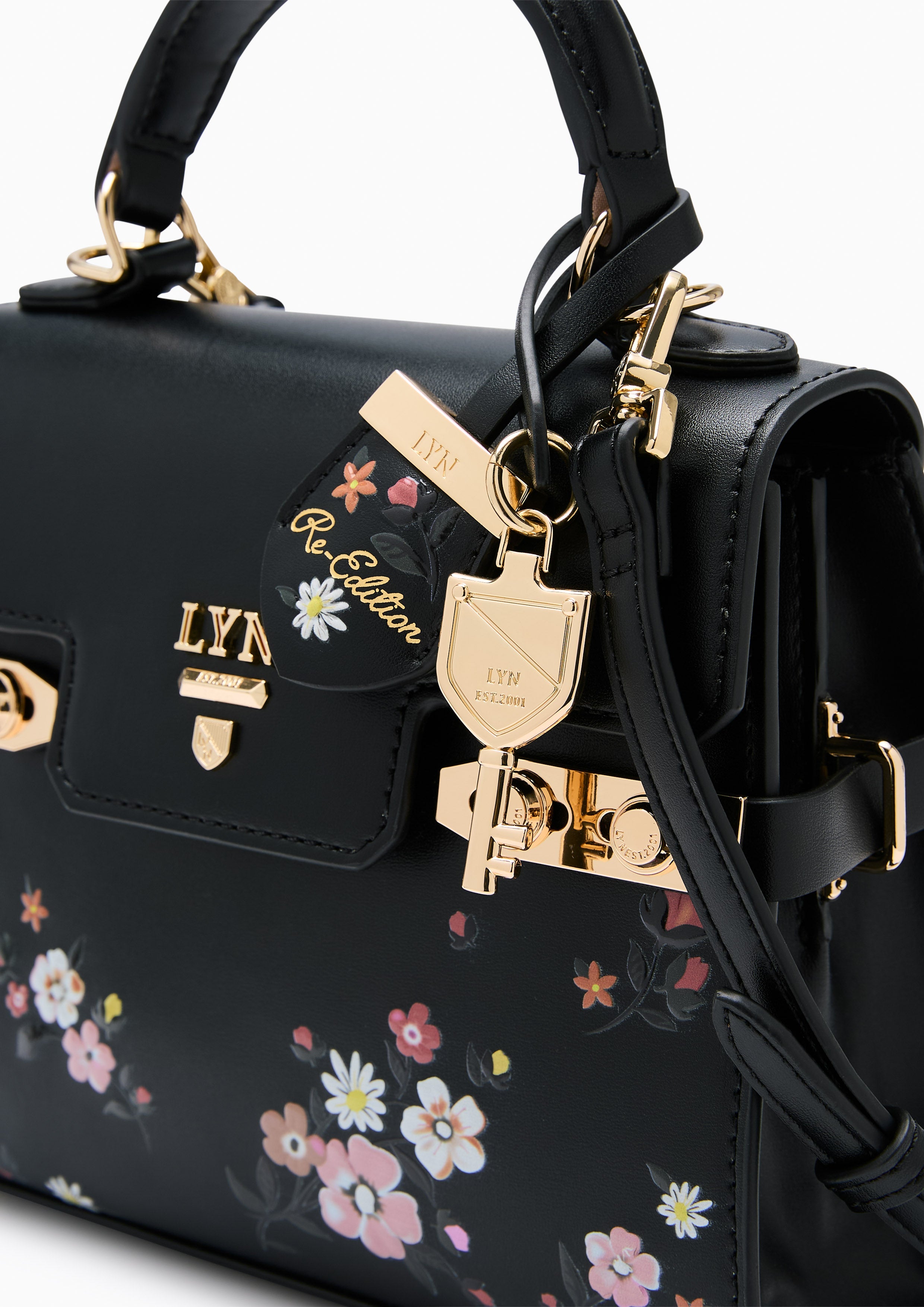 Botanic Fineness S Top Handle Bag Printed Black