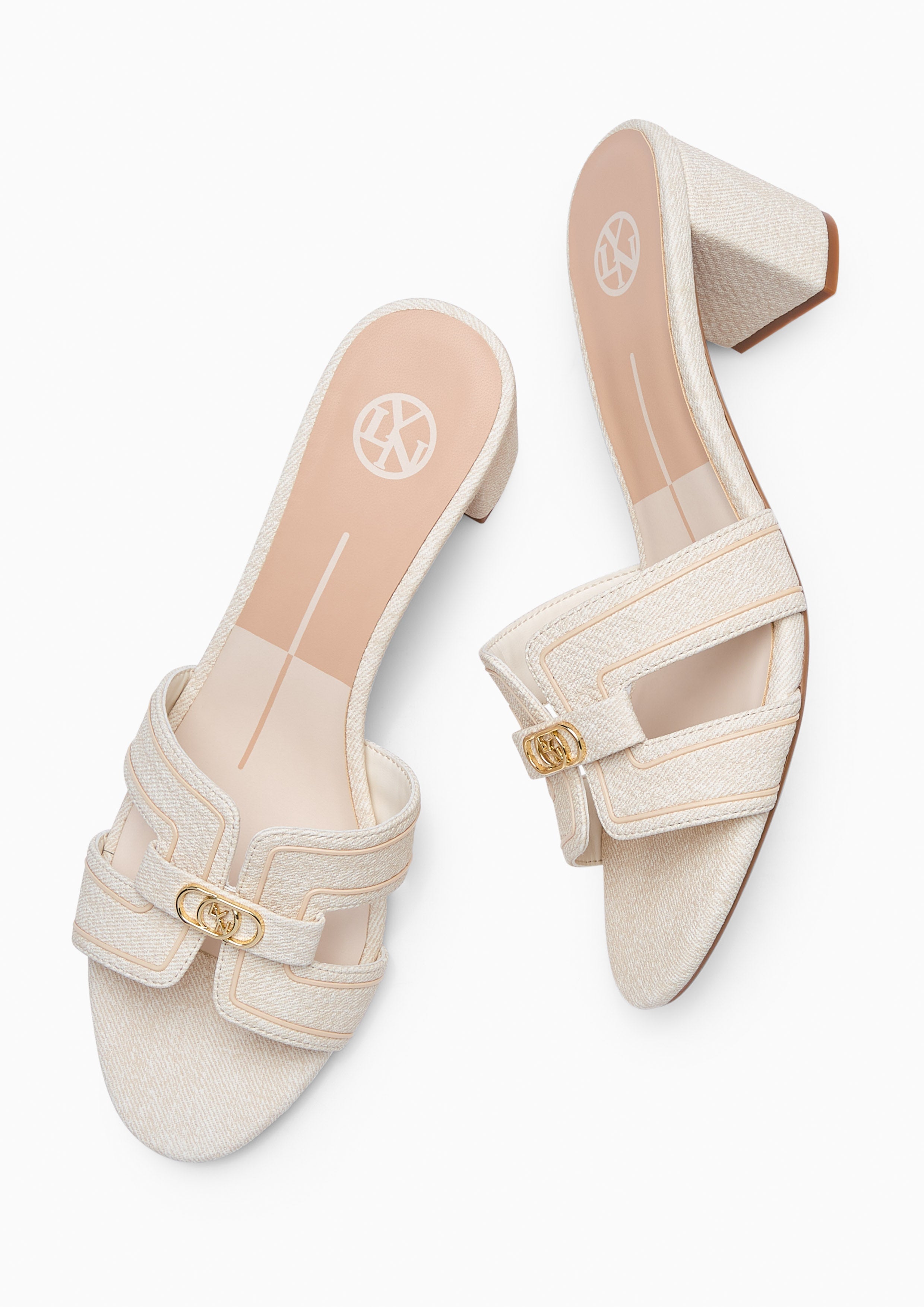 Hey Mid Denim Heeled Sandals Beige