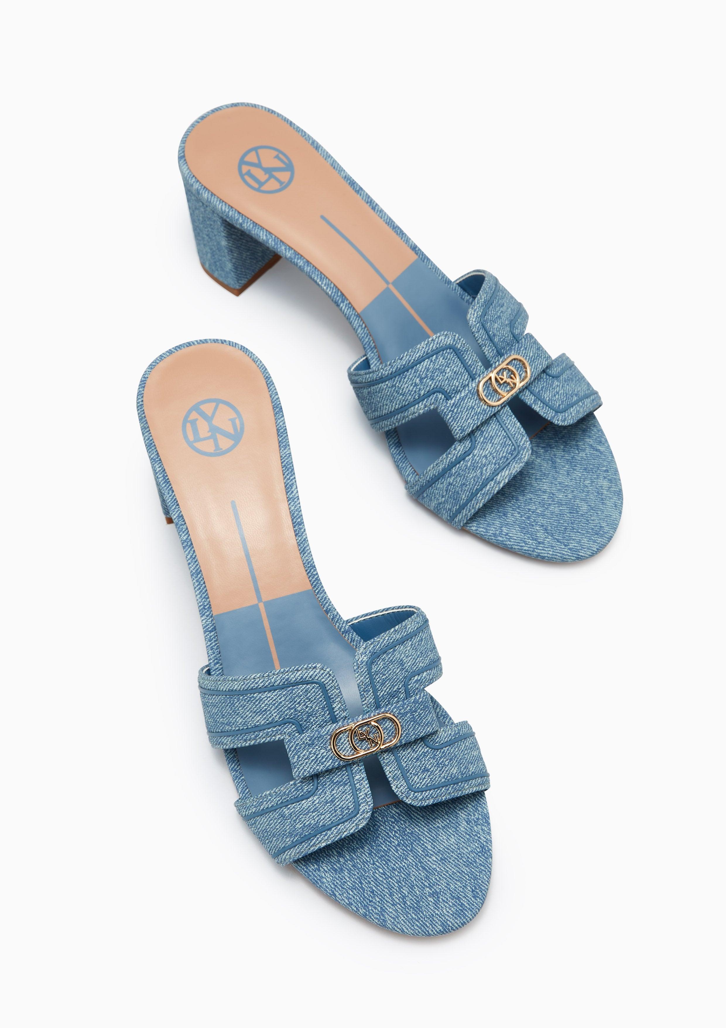 Hey Mid Denim Heeled Sandals Blue