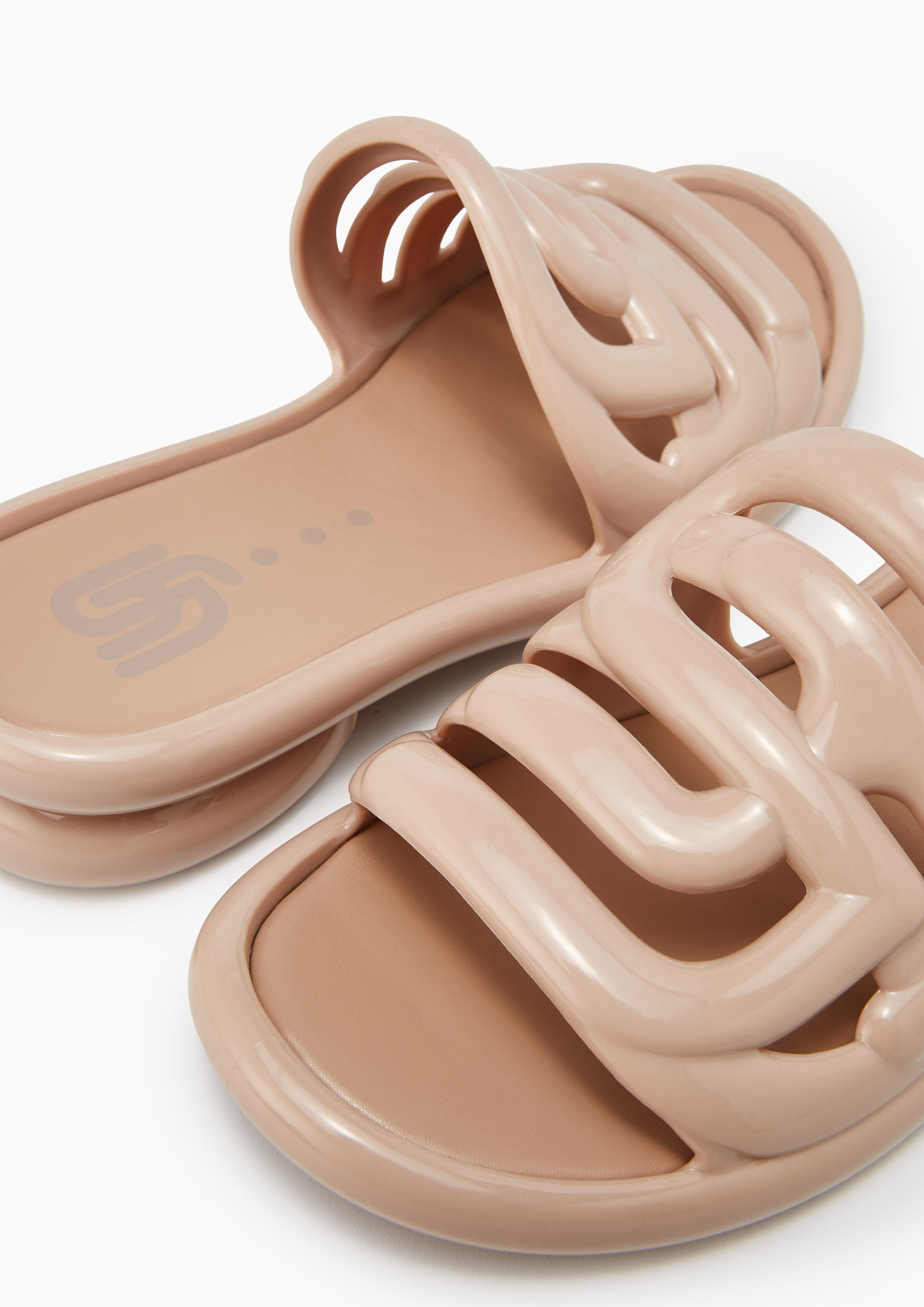 Josephine Jelly Flat Sandals Beige