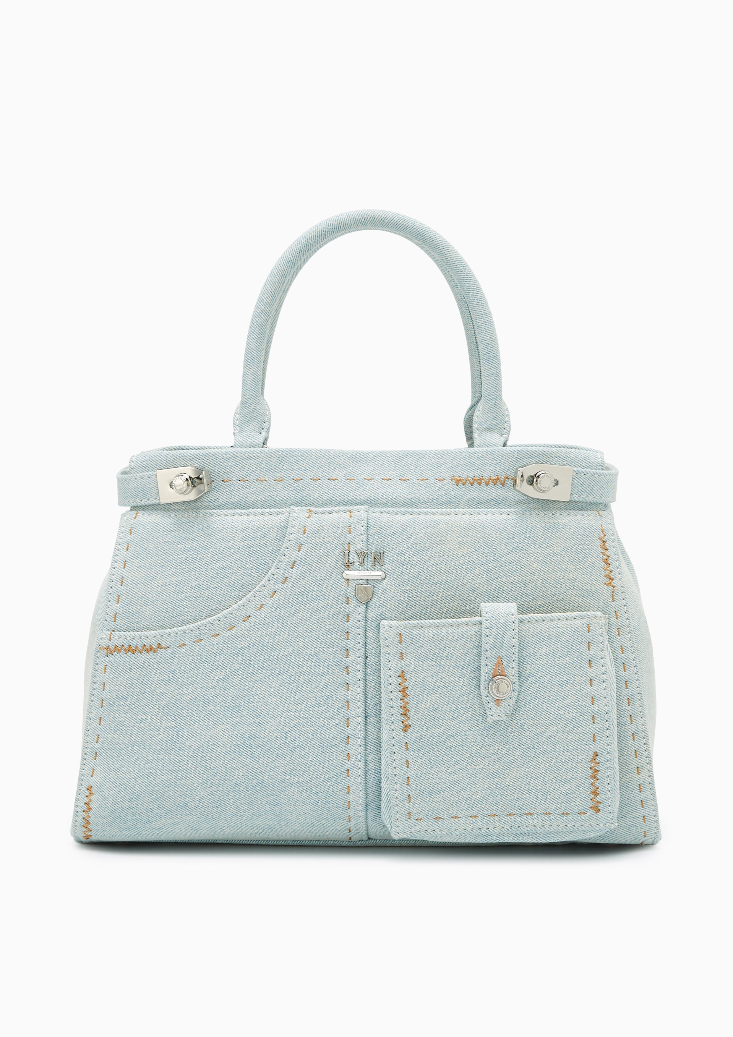 Re-Edit Stitched L Handbag Light Blue