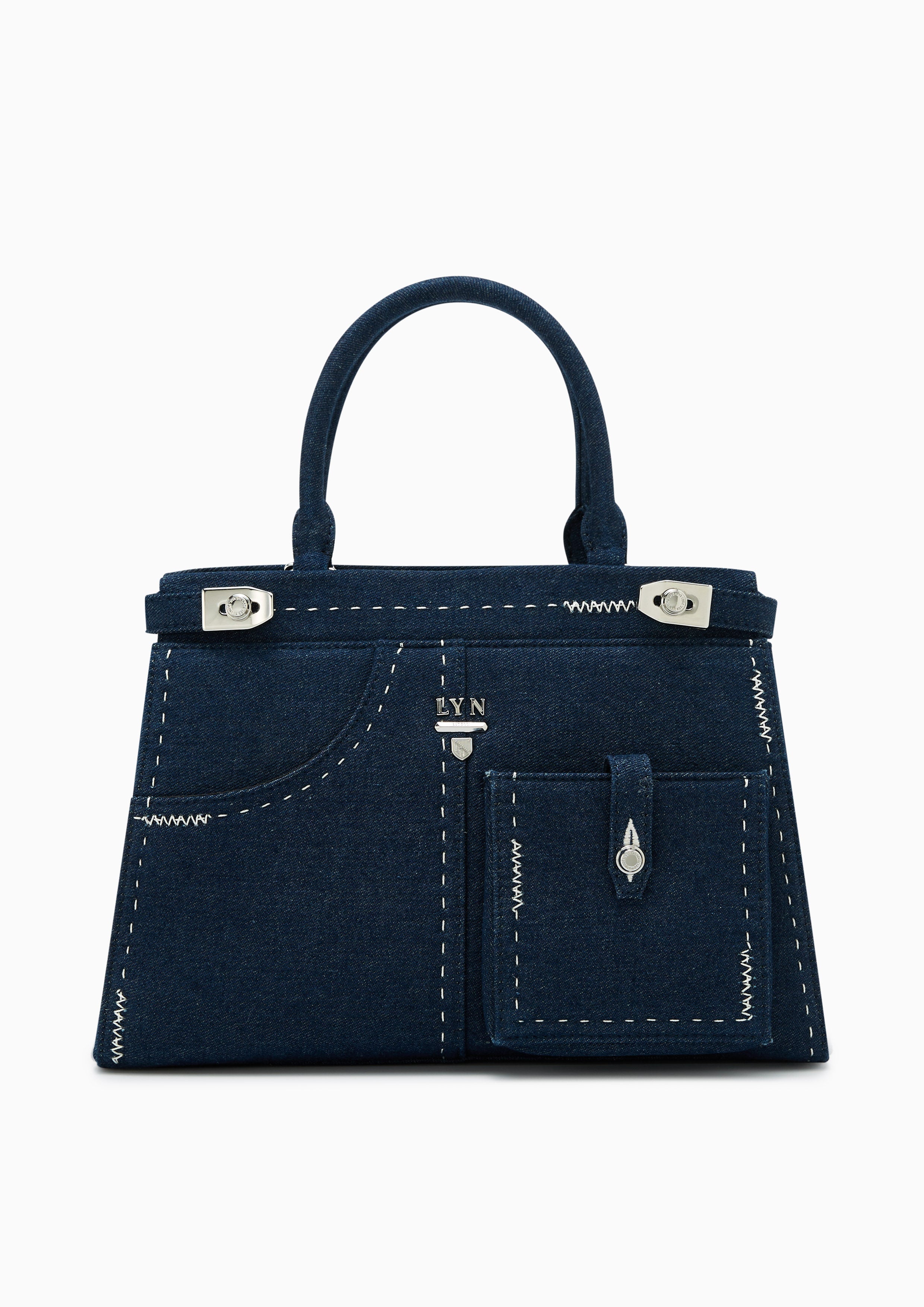 Re-Edit Stitched L Handbag Blue