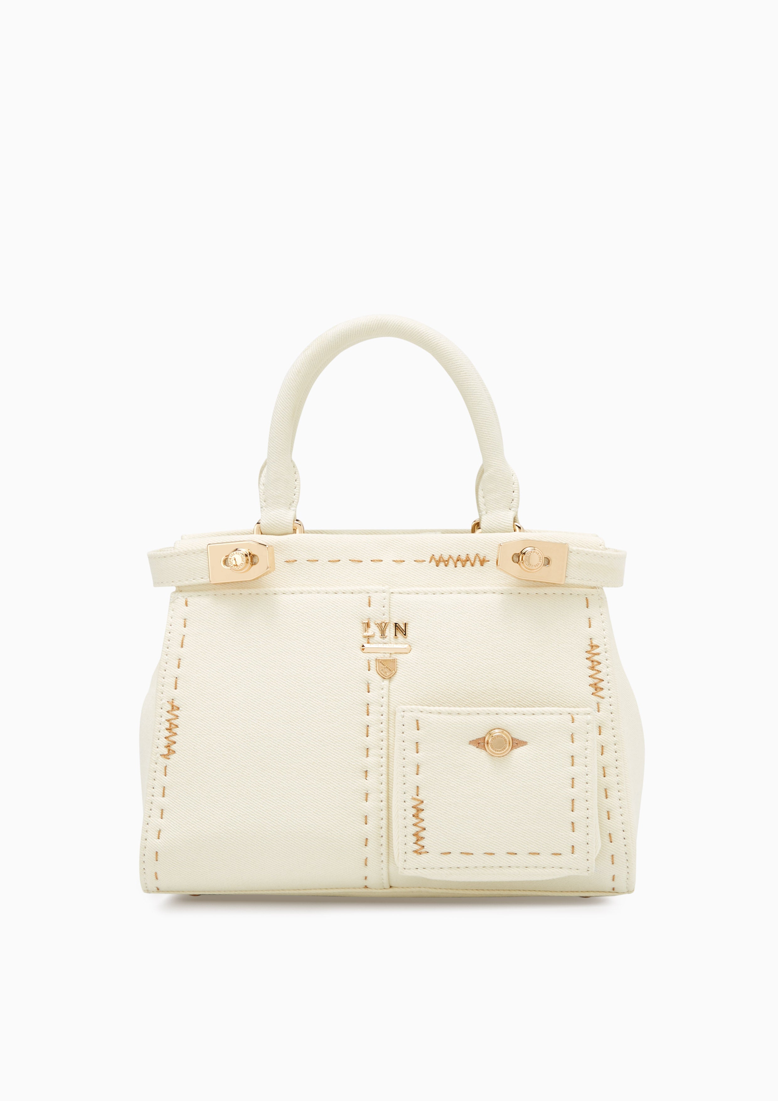 Re-Edit Stitched L Handbag Ivory