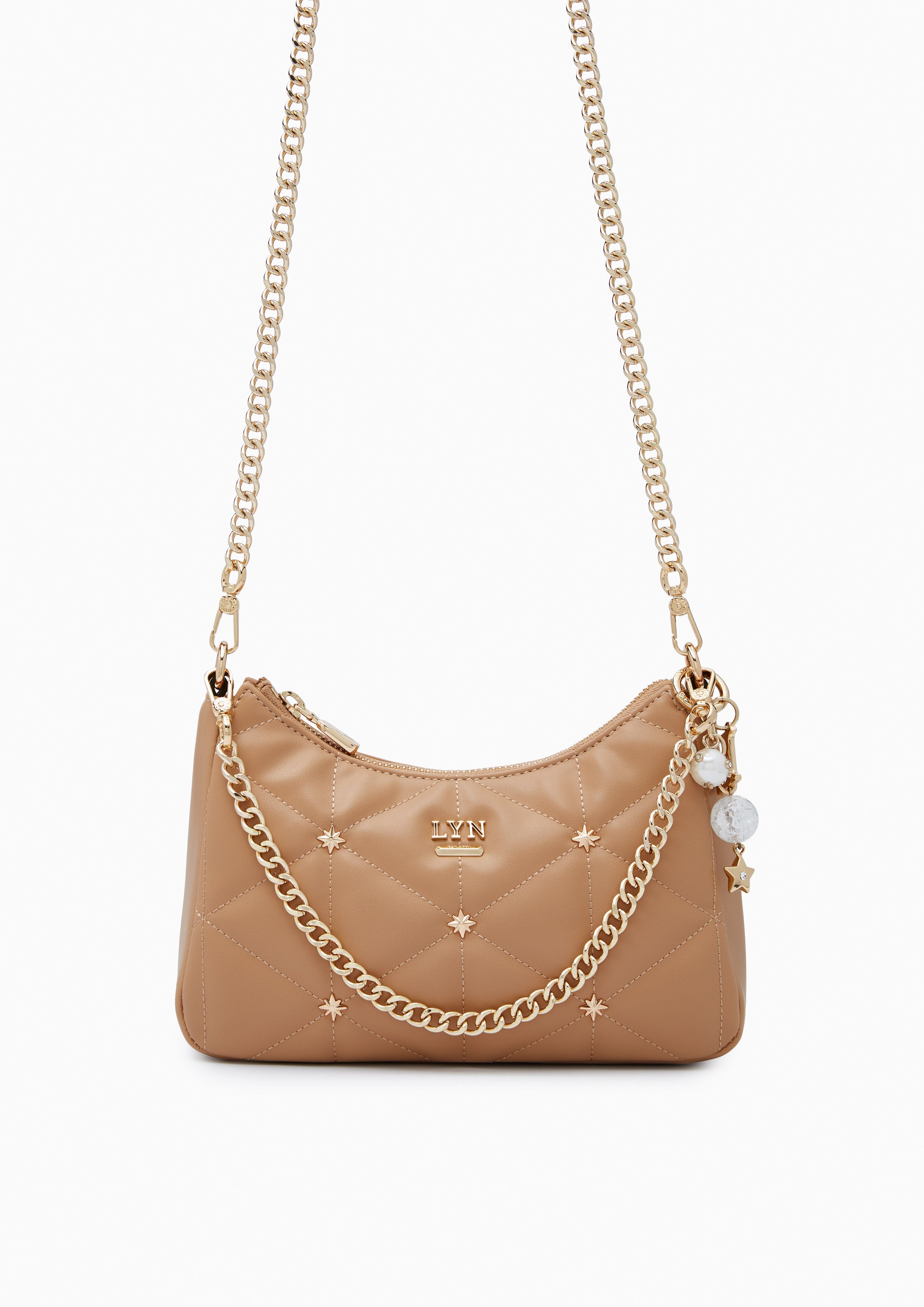 North Tricia Star Quilted Crossbody Bag Light Brown