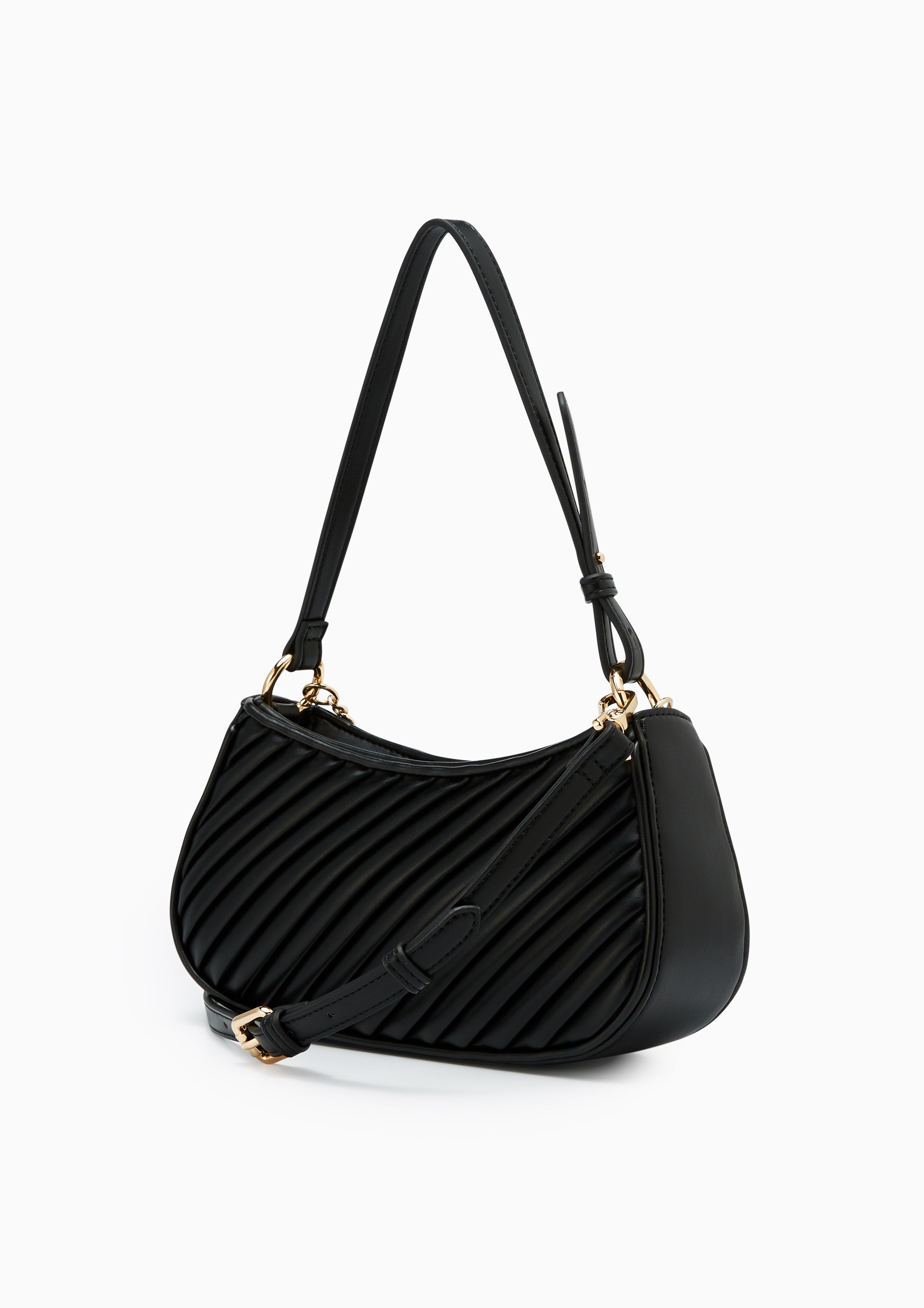 Pleat Brighton Shoulder Bag Black
