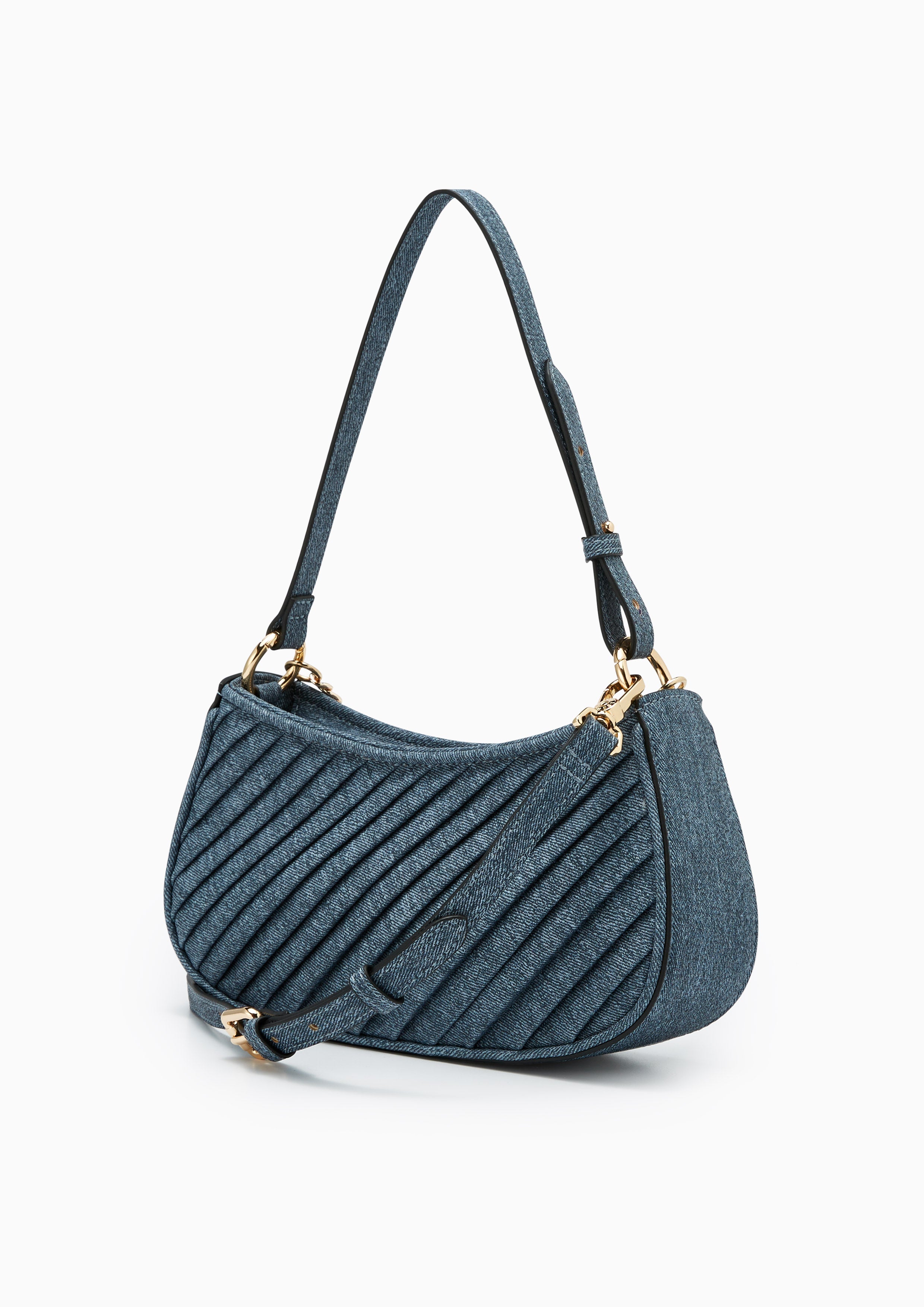 Pleat Brighton Shoulder Bag Blue