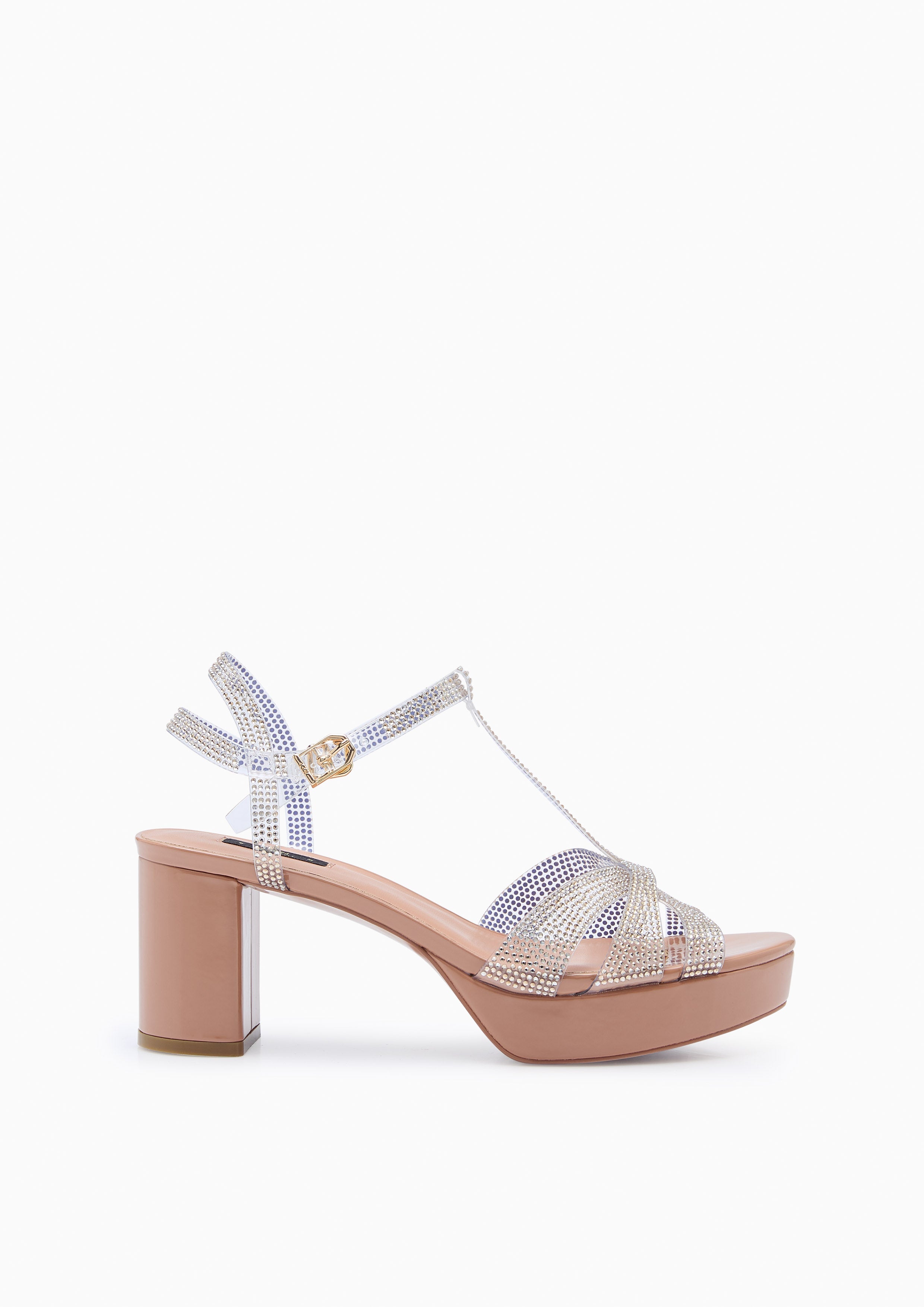Sabella Mid Crystal High Heels Beige
