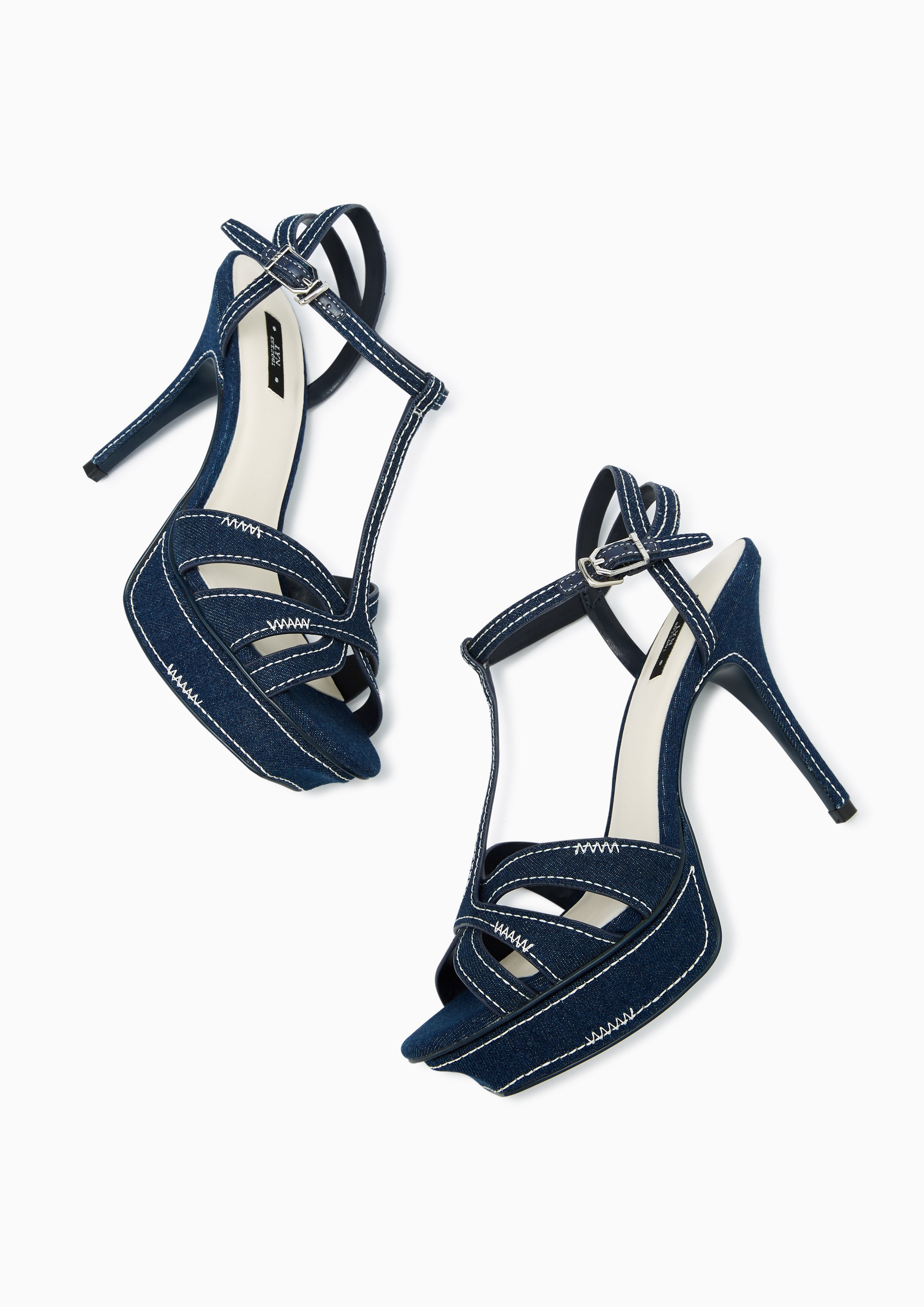 Sabella Stitched Denim High Heels
 Dark Blue
