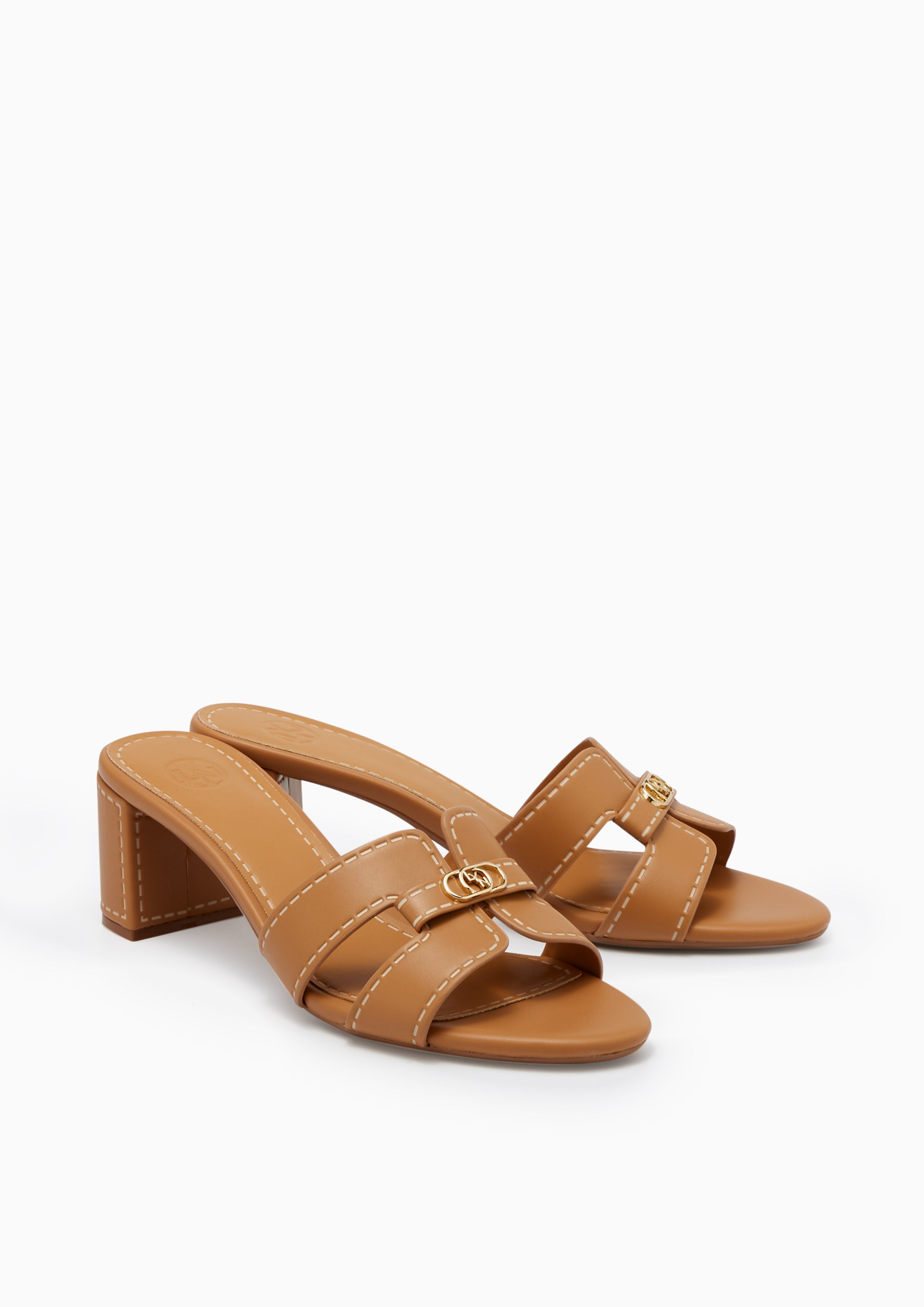 Hey Mid Stitched Heeled Sandals Beige