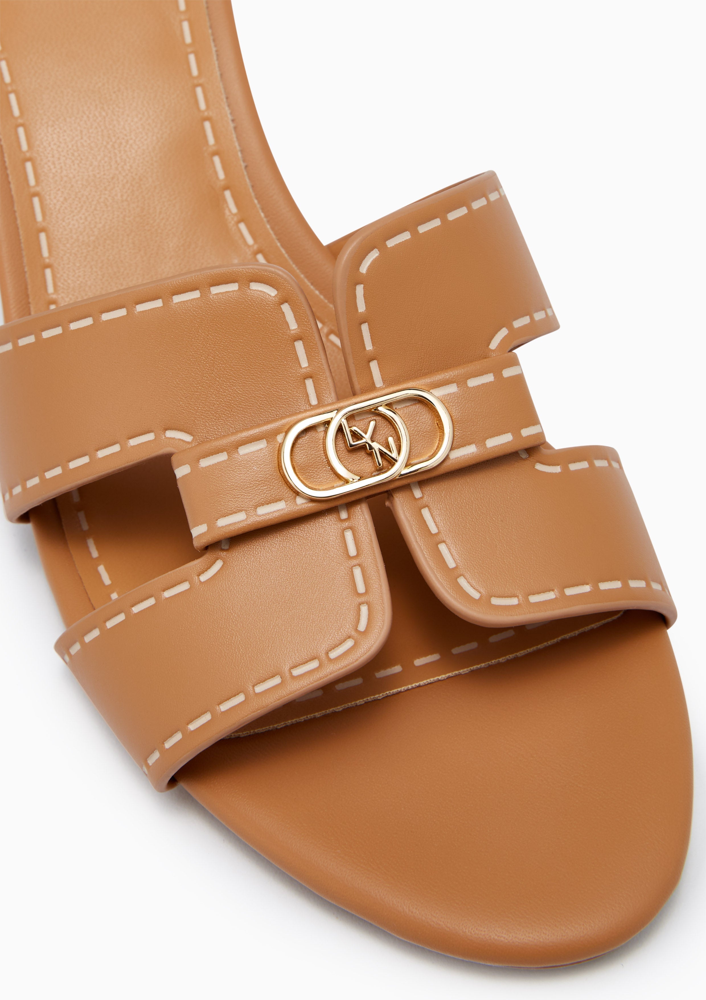Hey Mid Stitched Heeled Sandals Beige