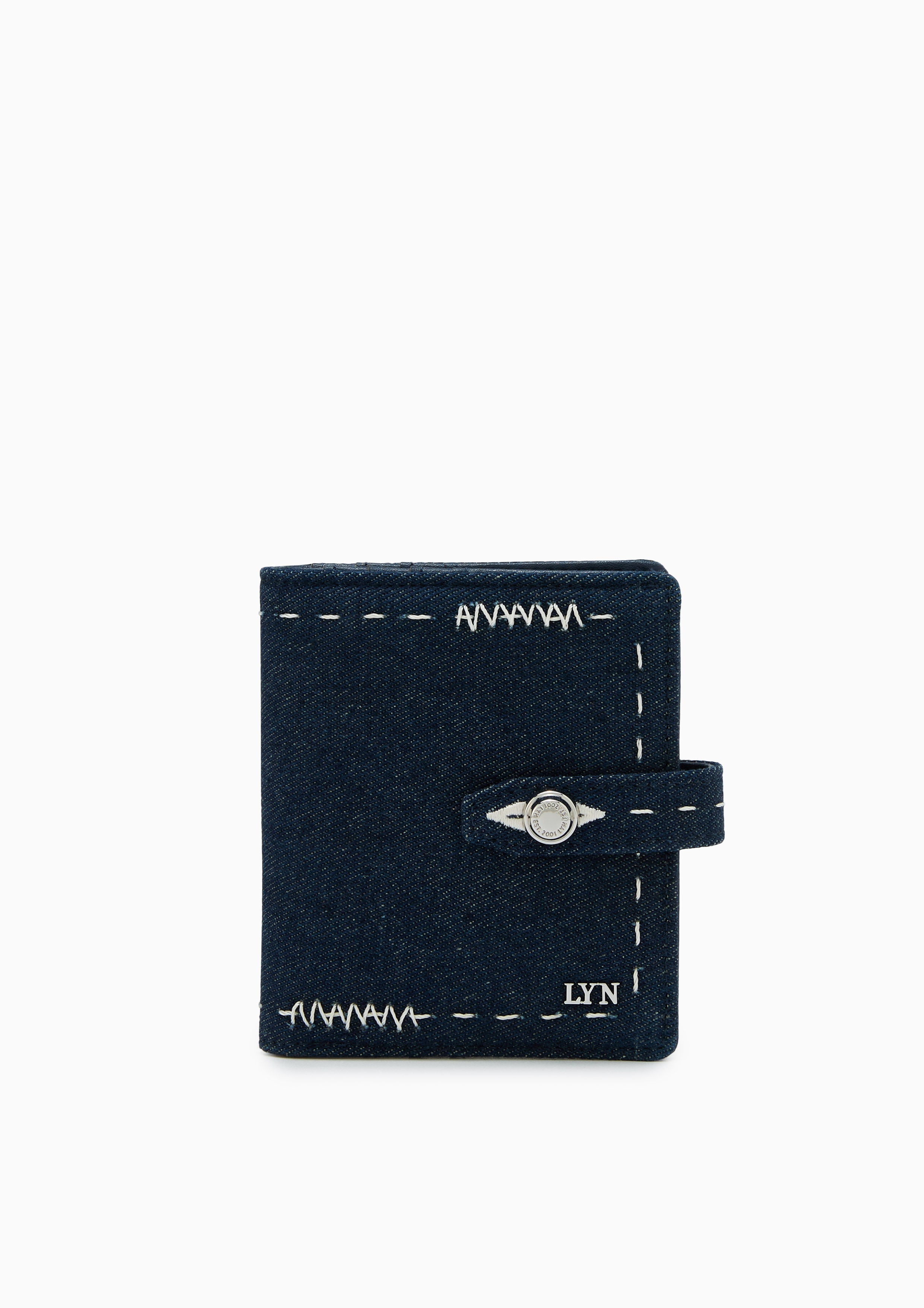 Re-Edit Stitched Bi-Fold Wallet Blue