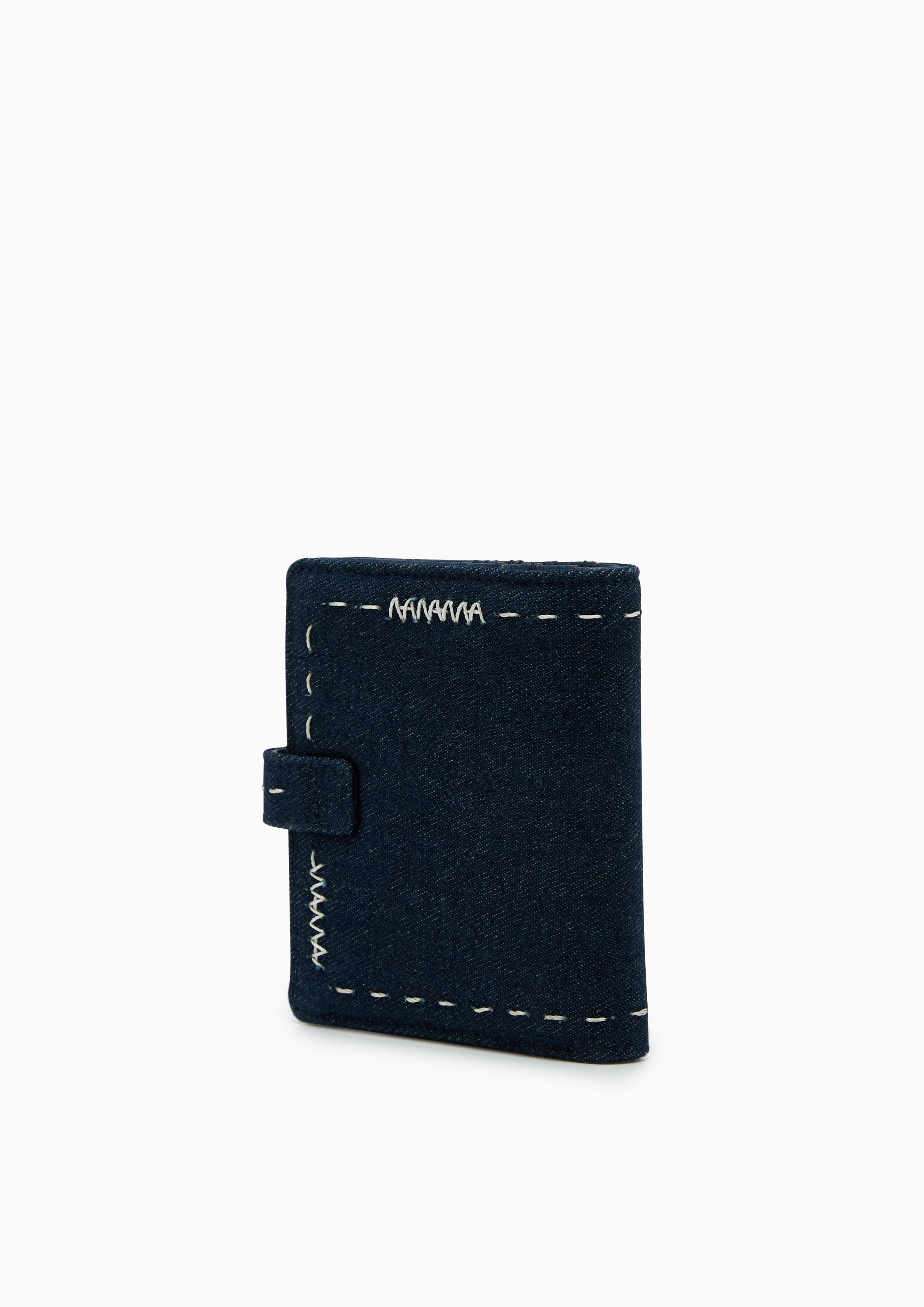 Re-Edit Stitched Bi-Fold Wallet Blue
