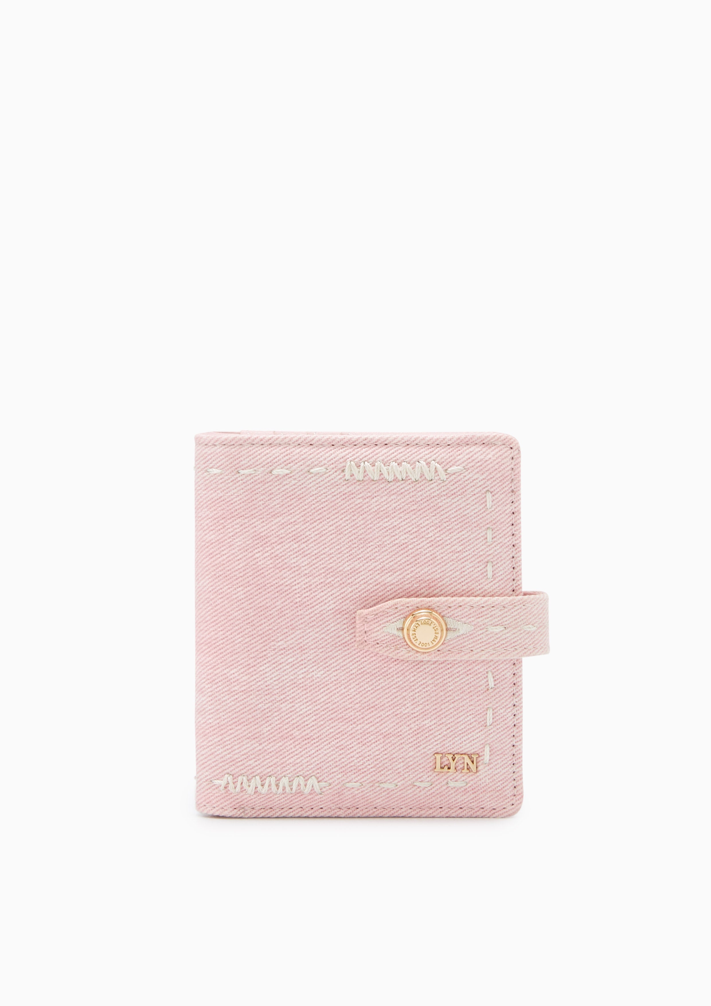Re-Edit Stitched Bi-Fold Wallet Light Pink