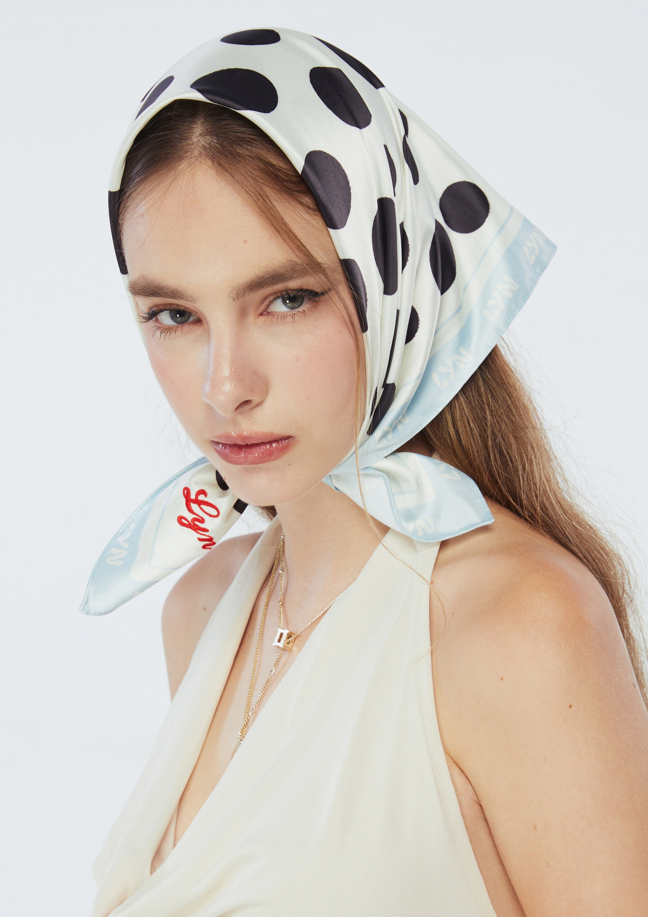 Polka Fashion Scarf Light Blue