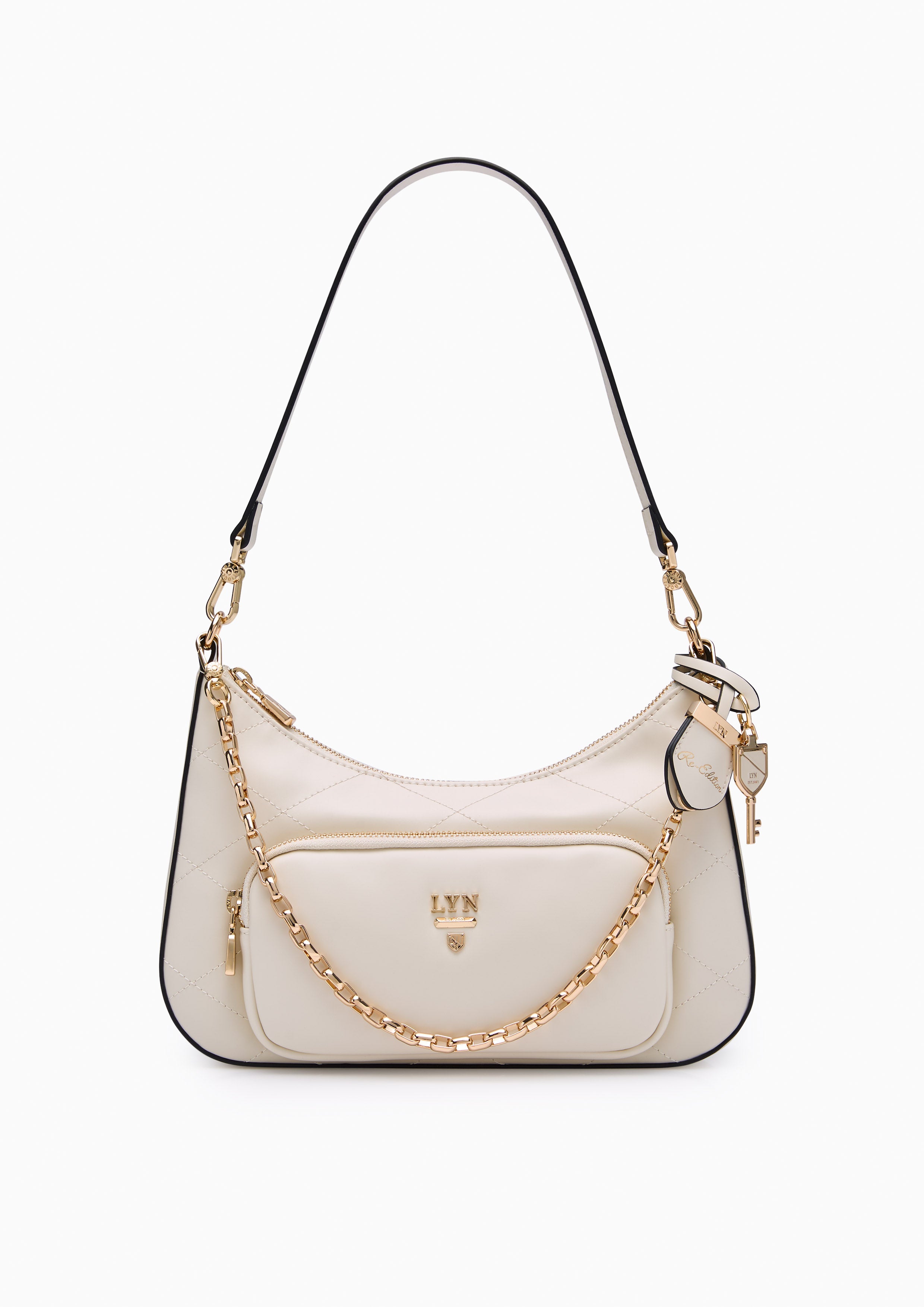 Re-Edit Rosee Quilt M Shoulder Bag Ivory
