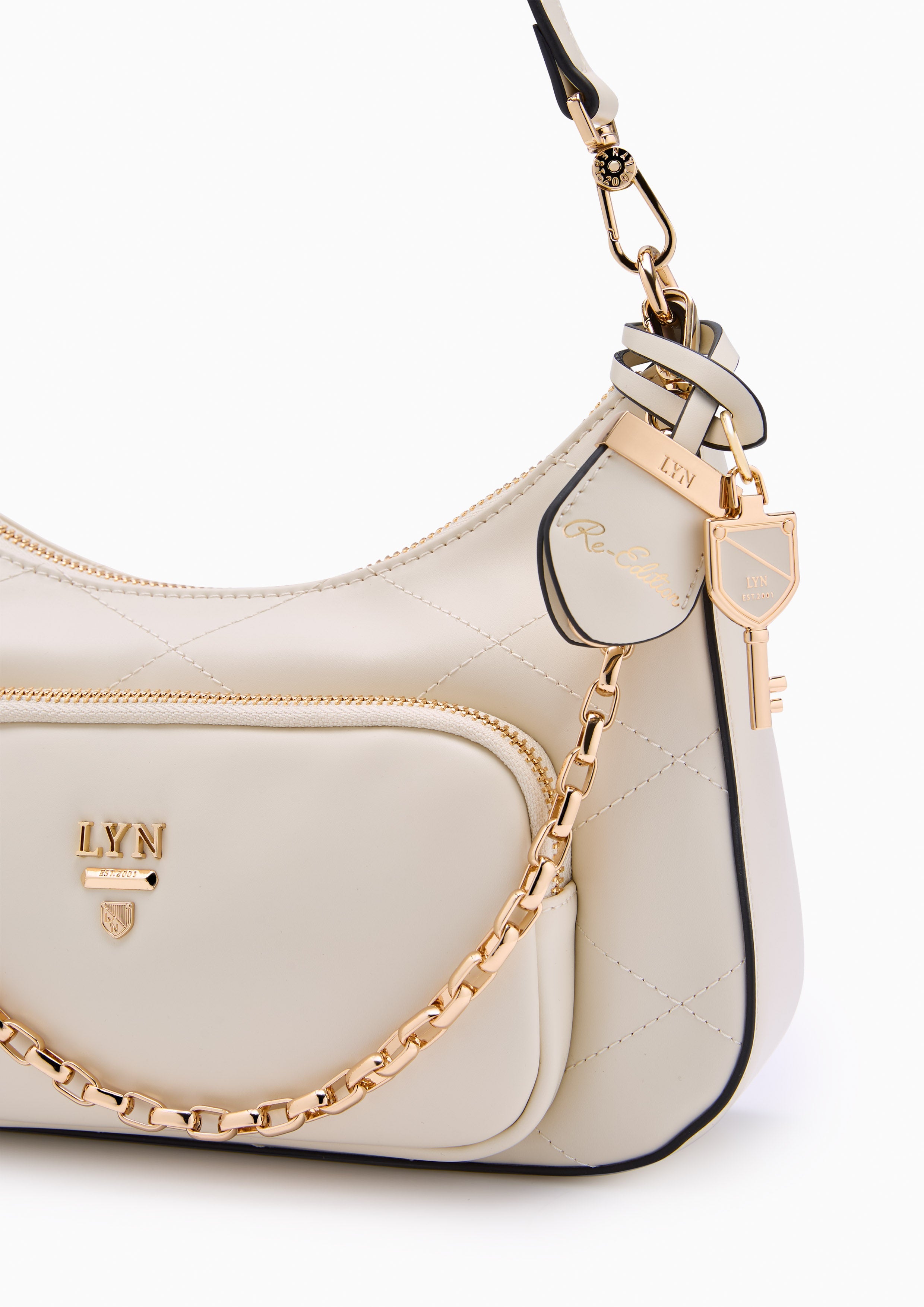 Re-Edit Rosee Quilt M Shoulder Bag Ivory