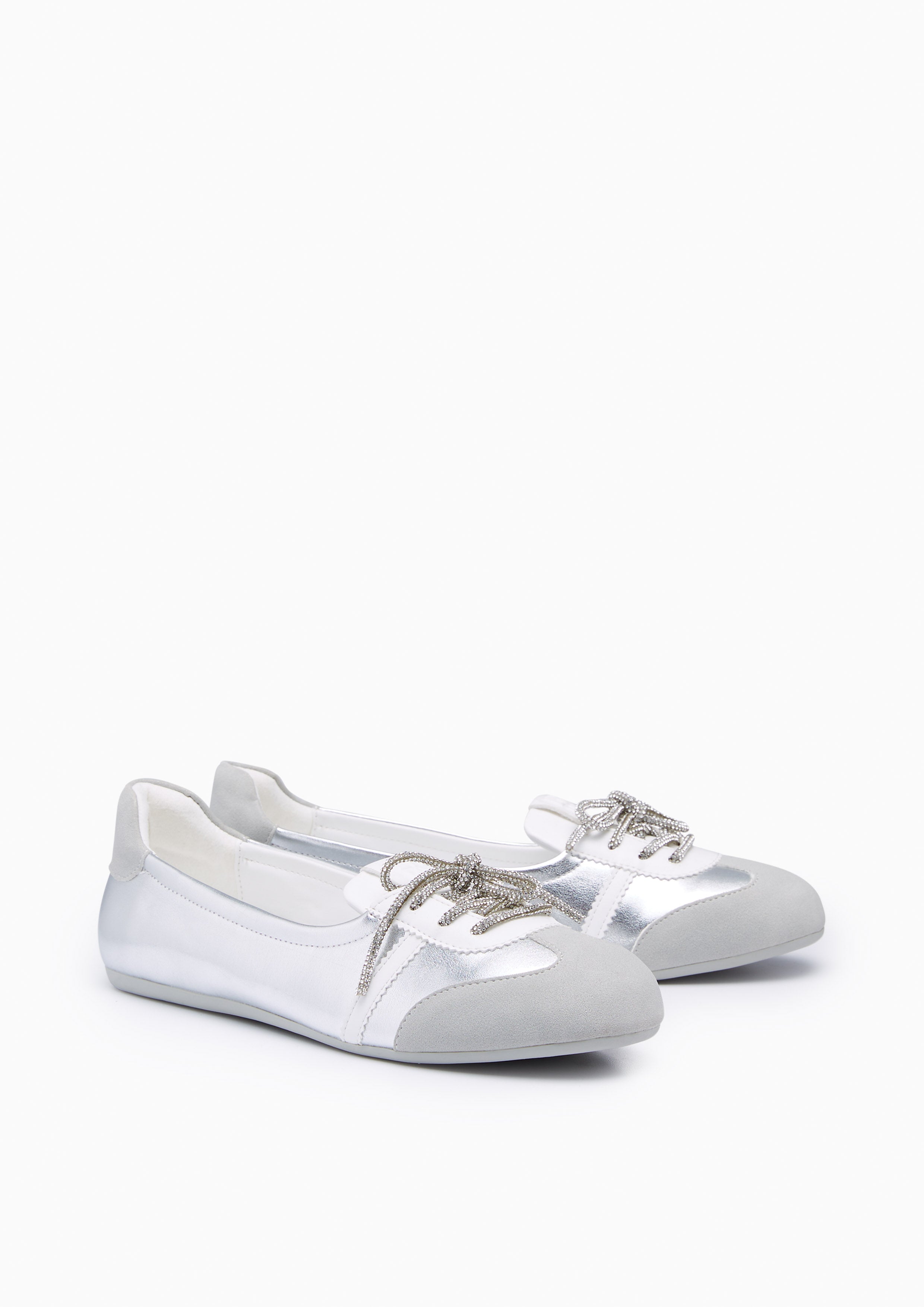 Kisso Ballet Flats Silver