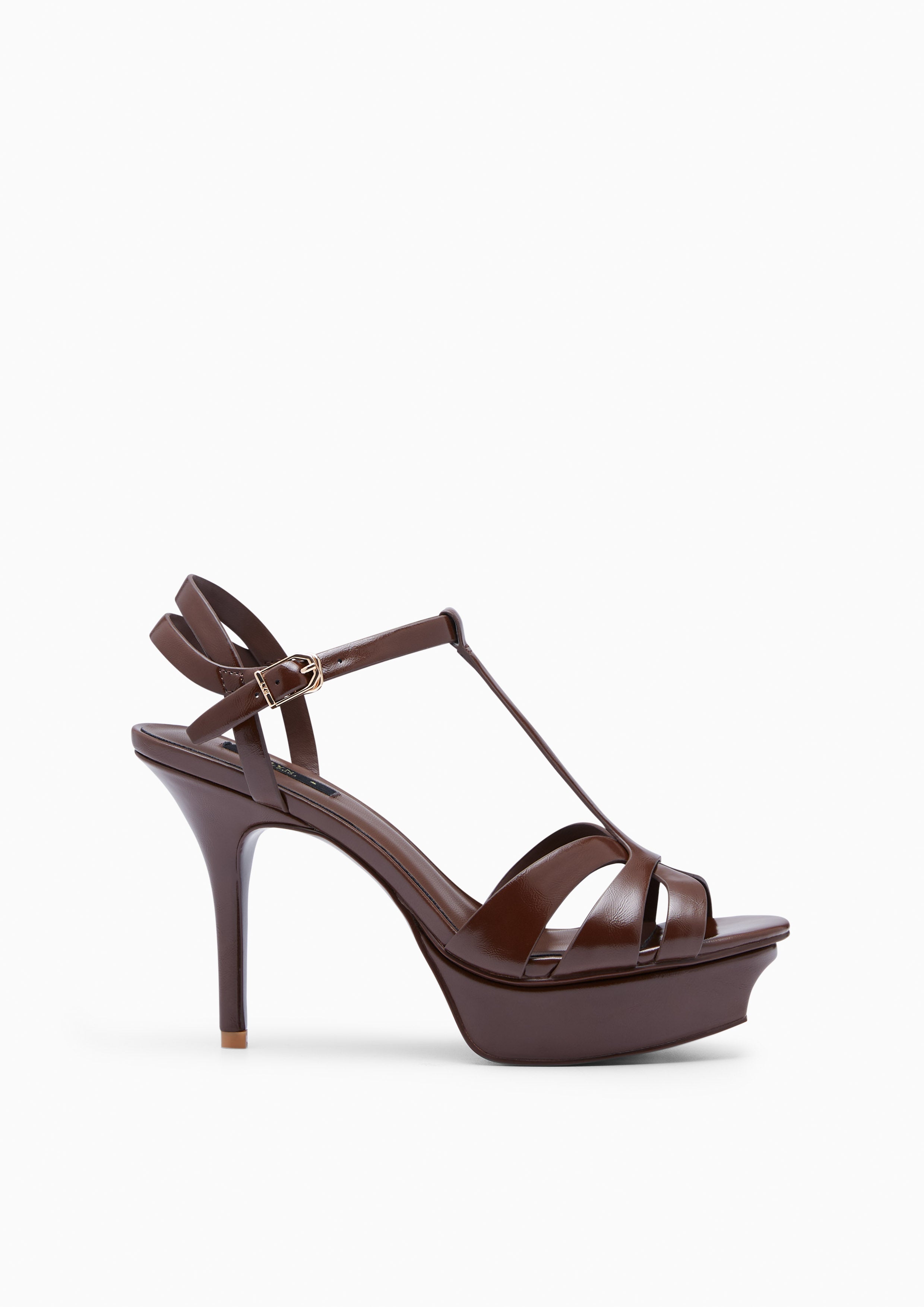 Sabella Gloss Platform Heels Dark Brown