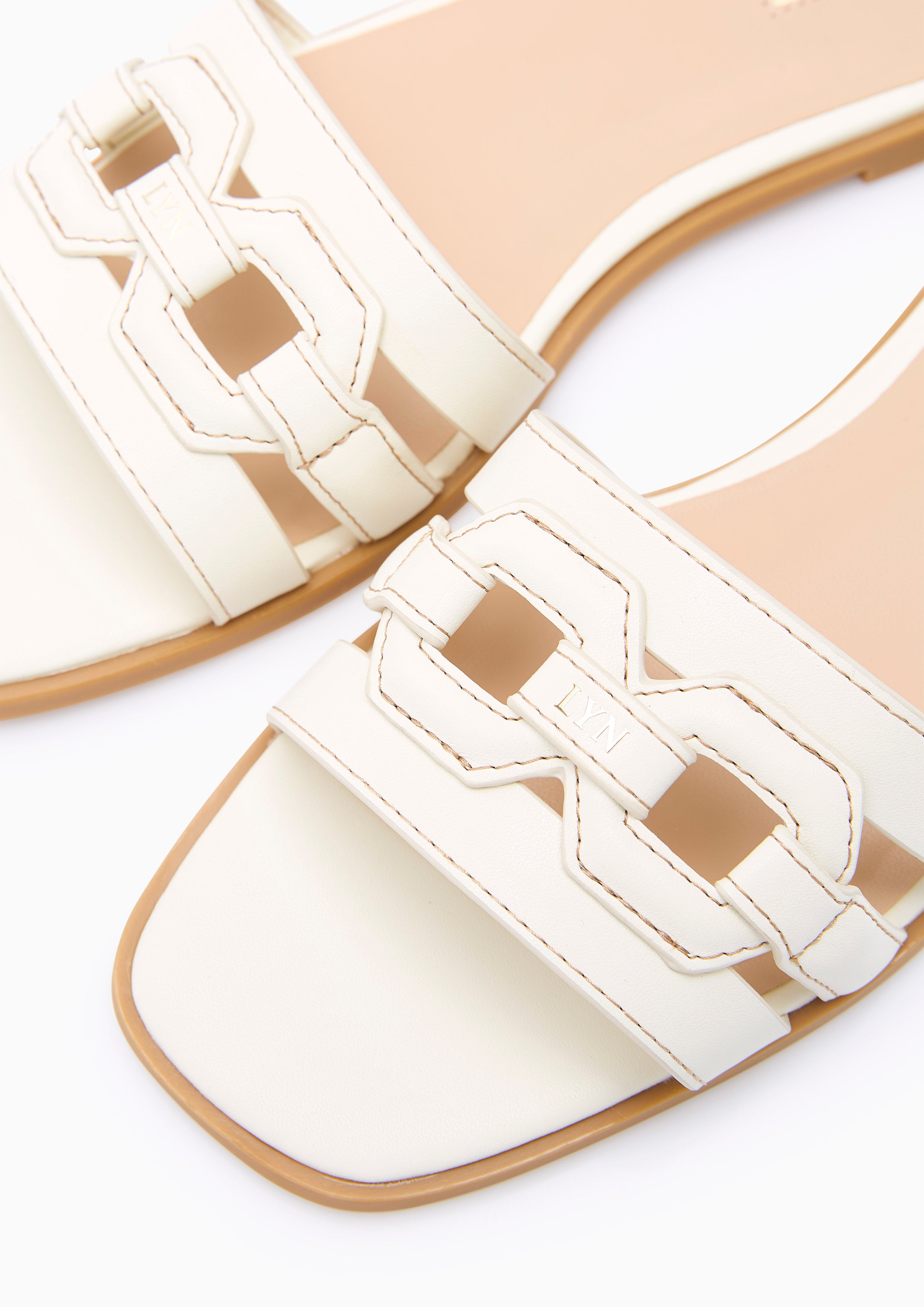 Chain Flat Sandals Ivory
