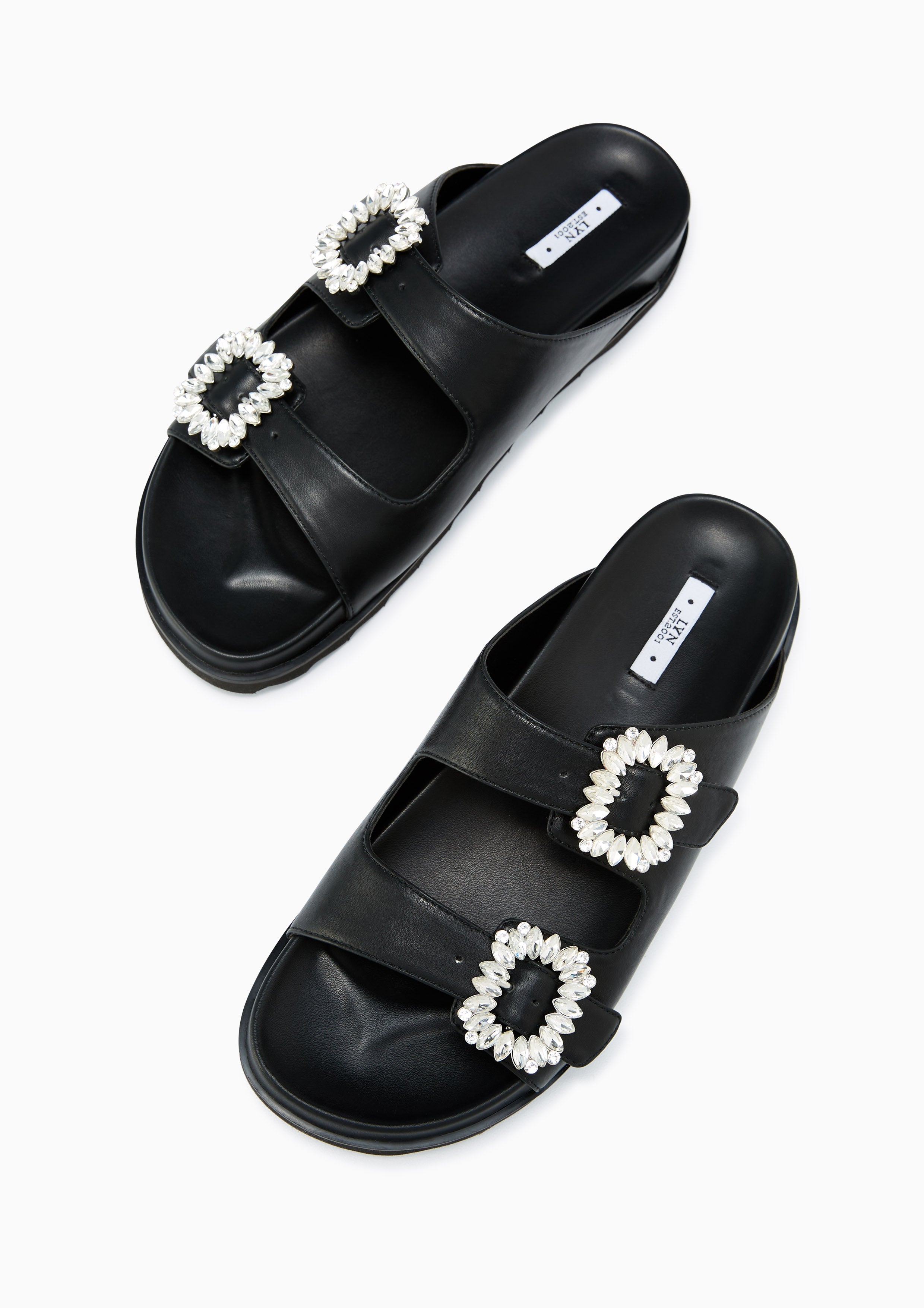 Veeni Plain Flat Sandals Black