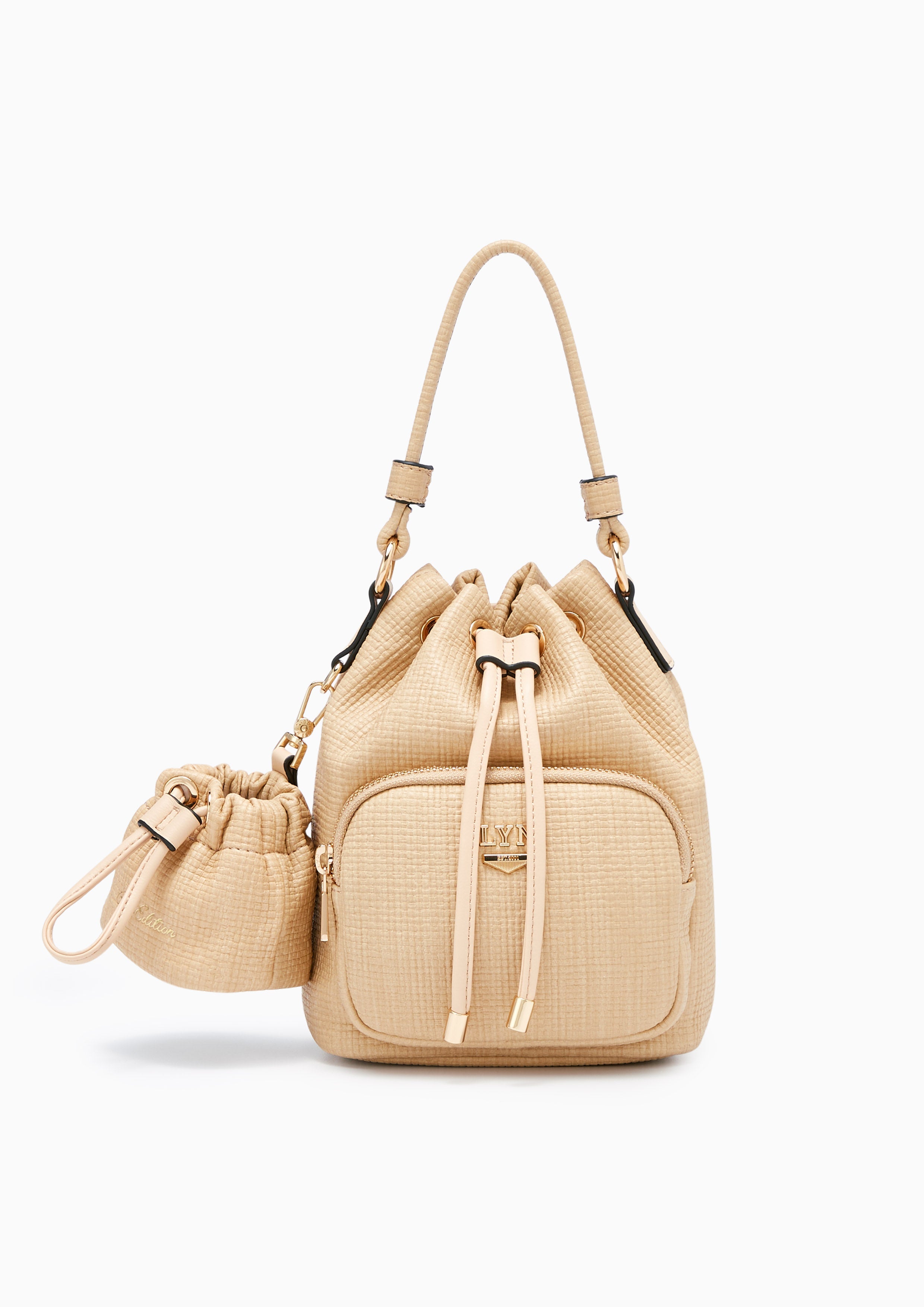 Roslyn Natural Bucket Bag Beige