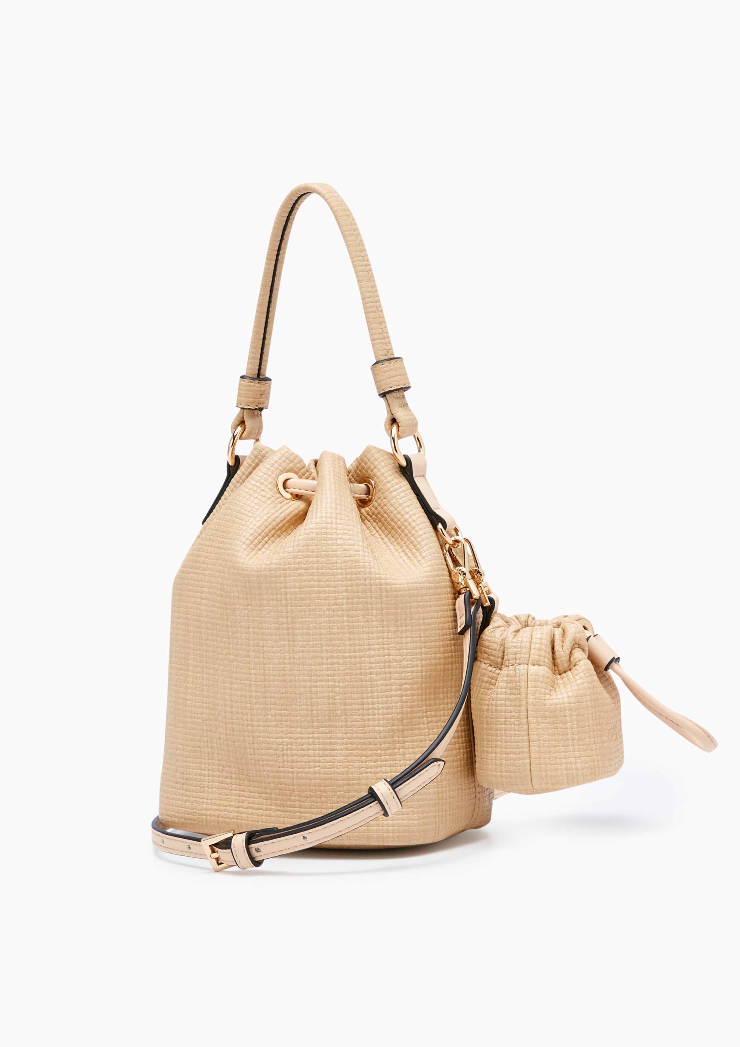 Roslyn Natural Bucket Bag Beige