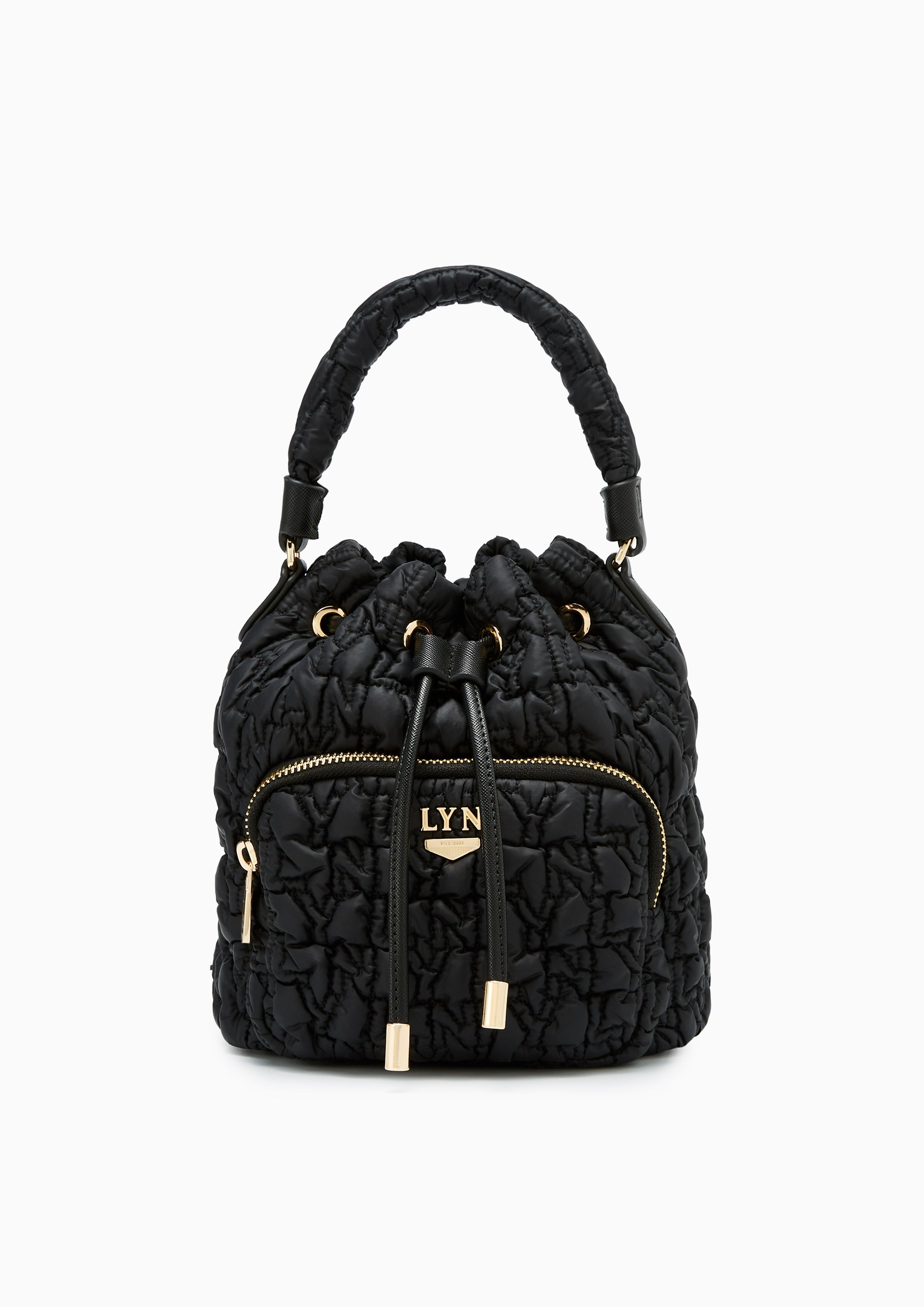 Roslyn Quilted Bucket Bag Black