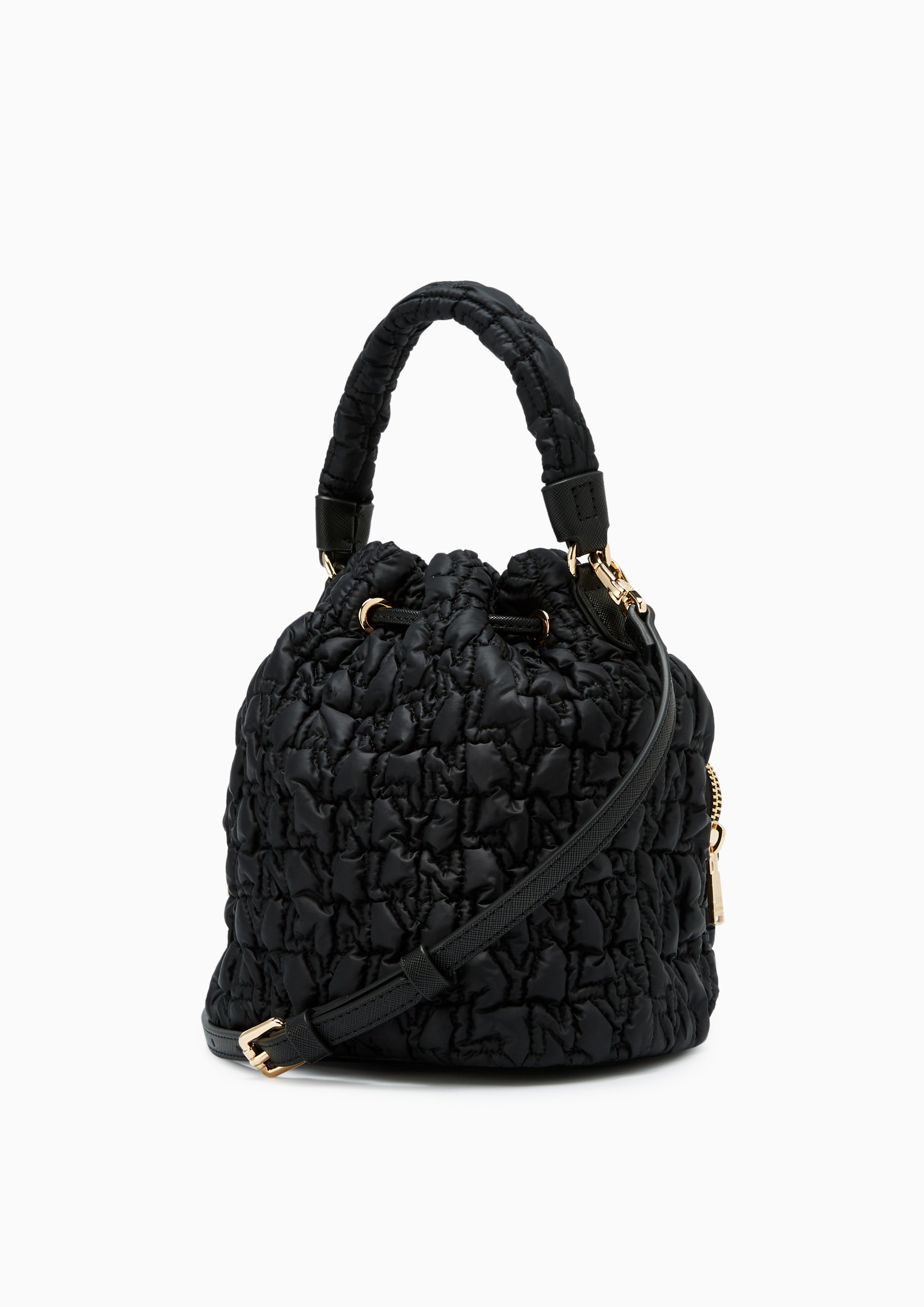 Roslyn Quilted Bucket Bag Black