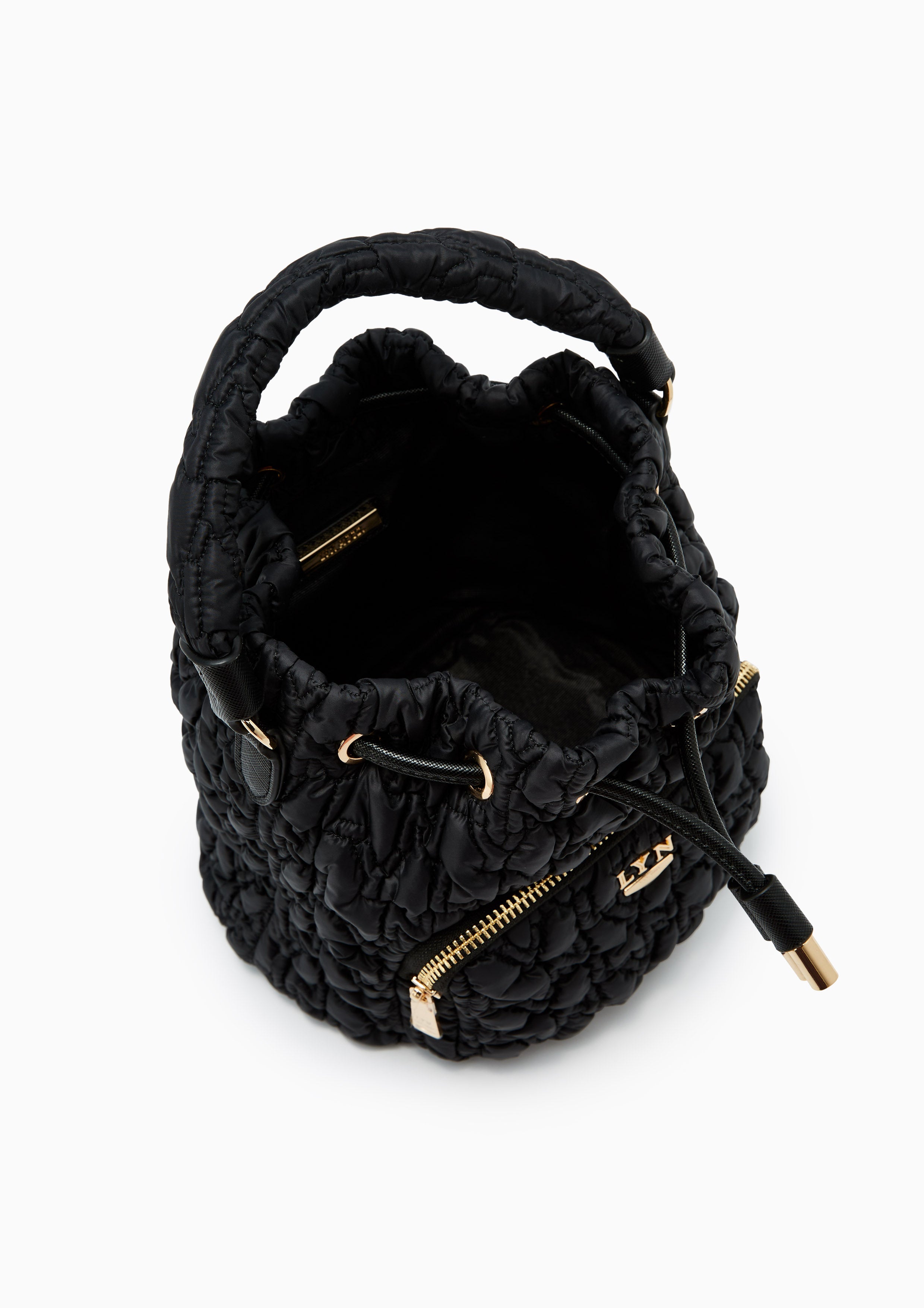 Roslyn Quilted Bucket Bag Black